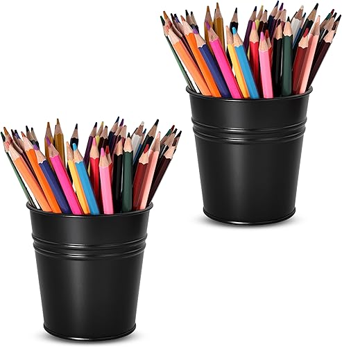 Miniatura 1 de Vasos para escritorio, soporte de metal para lápices, soporte de almacenamiento para rotuladores, organizador de artículos de escritorio de