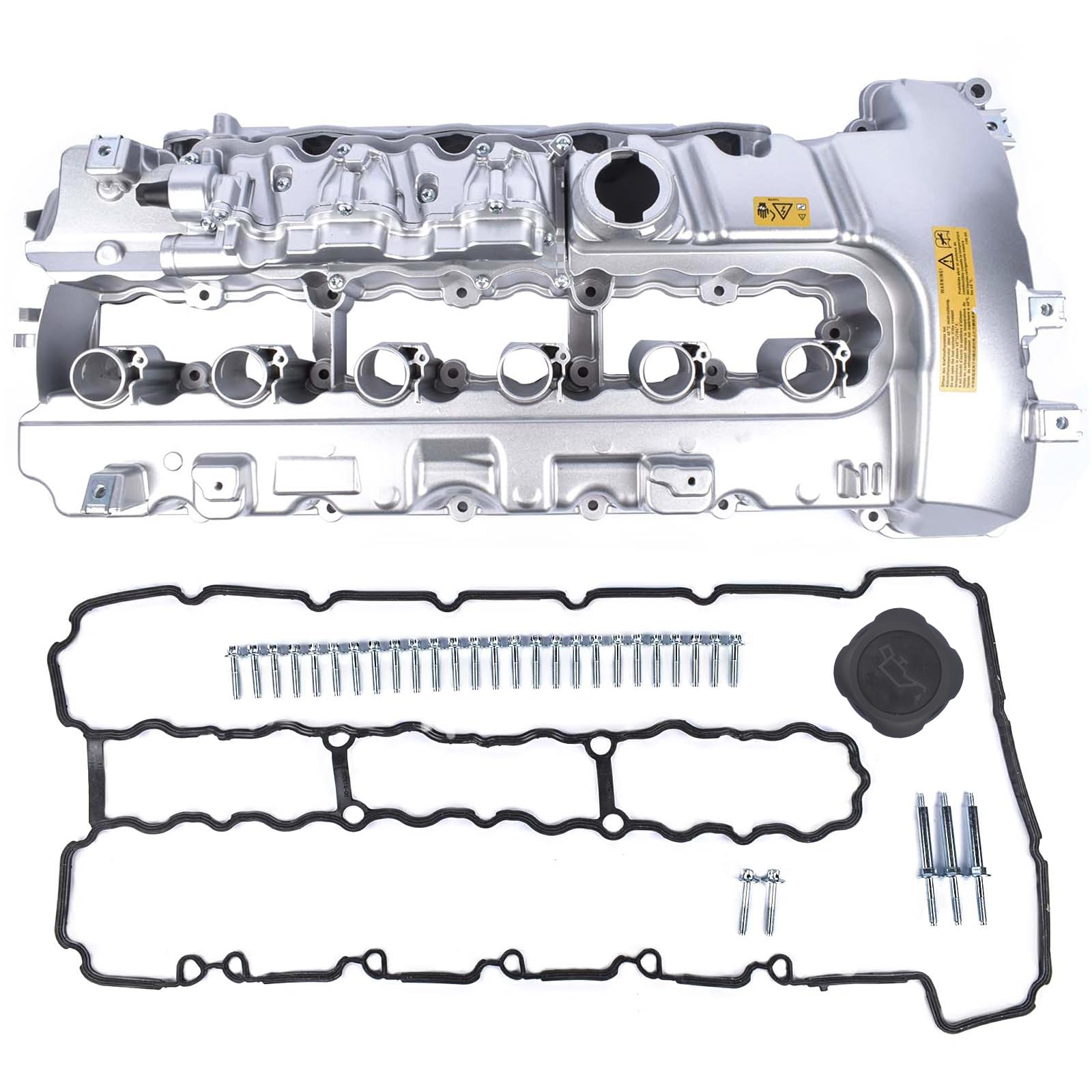 Aluminium-Ventildeckel mit Dichtung Kompatibel mit E82 E88 E90-93 F01-04 X6 E71 E72 Z4 E89 N54 11127565284 11127565286 GLOSSY AUTO PARTS