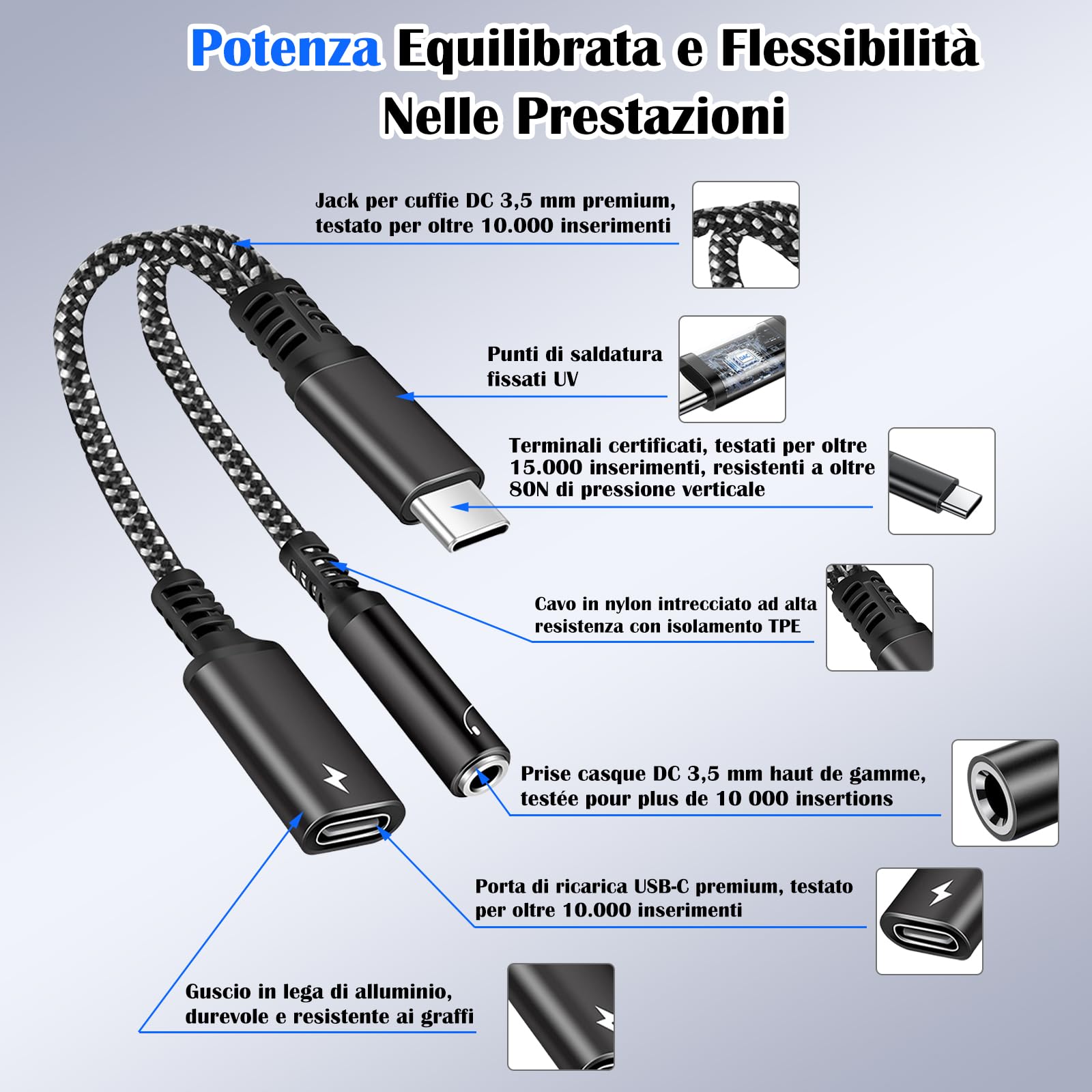 Per Apple IPhone 2 In 1 Adattatore Di Ricarica E Cuffie Lightning - Foto 3