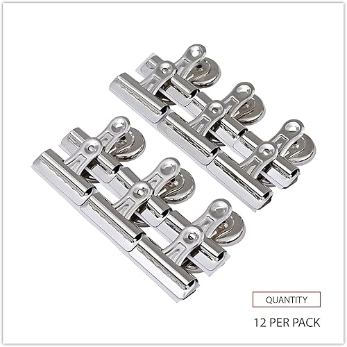 Miniatura 5 de Universal 31261 Bulldog - Clips magnéticos, acero, capacidad de 1/2 pulgada, 2 1/4 pulgadas de ancho, niquelado, paquete de 12
