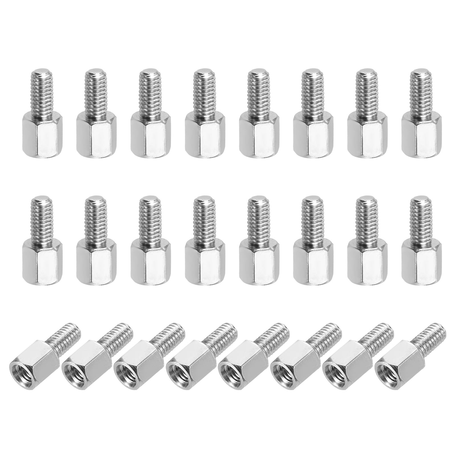sourcing map Hex Spacer Screws, M3x5mm+6mm Male to Female Thread Brass Nickel Plated Motherboard Standoffs Spacer Pillars for PCB Circuit Boards FPV Quadcopter Drone DIY, Pack of 24