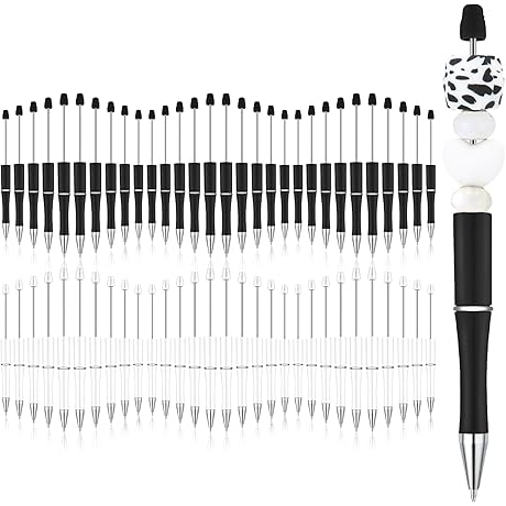 Kosiz 60 Pieces Black Beadable Pens Bulk