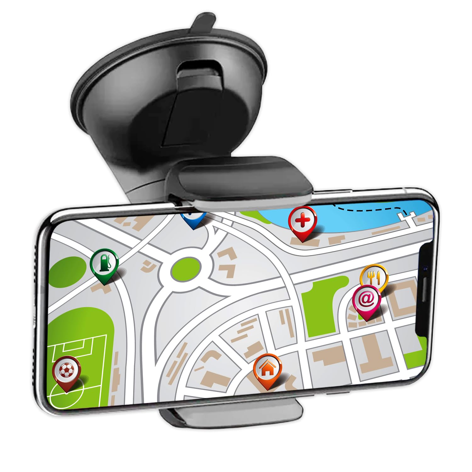 Soporte Móvil Coche Salpicadero Ventosa Fuerte Universal hasta 7.5" | Parabrisas Compatible, Rotación 360°, Instalación Fácil, Seguro y Ajustable, Visión Clara y Estable