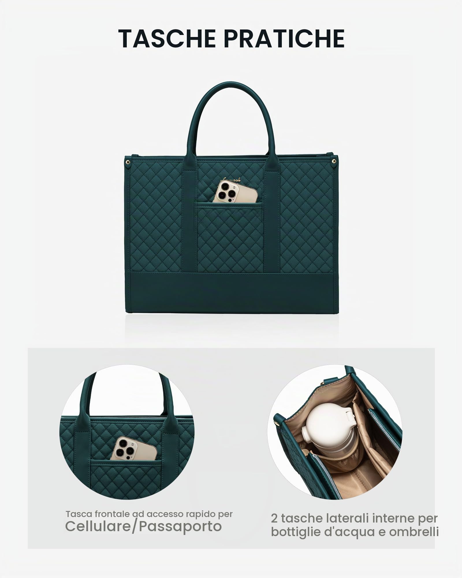 LOVEVOOK Borsa Università Donna, Grande Borsa Porta PC Impermeabile Borse da Lavoro Shopper Tote Bag Tracolla per Ufficio Insegnante Documenti Uni
