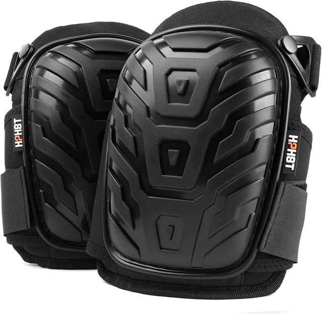 HPHST Professional Knee Pads Garden Knee Pads for Tiles Work Knee Pads with Sponge Padding for Gardening Construction Motorcycle and DIY (Black)