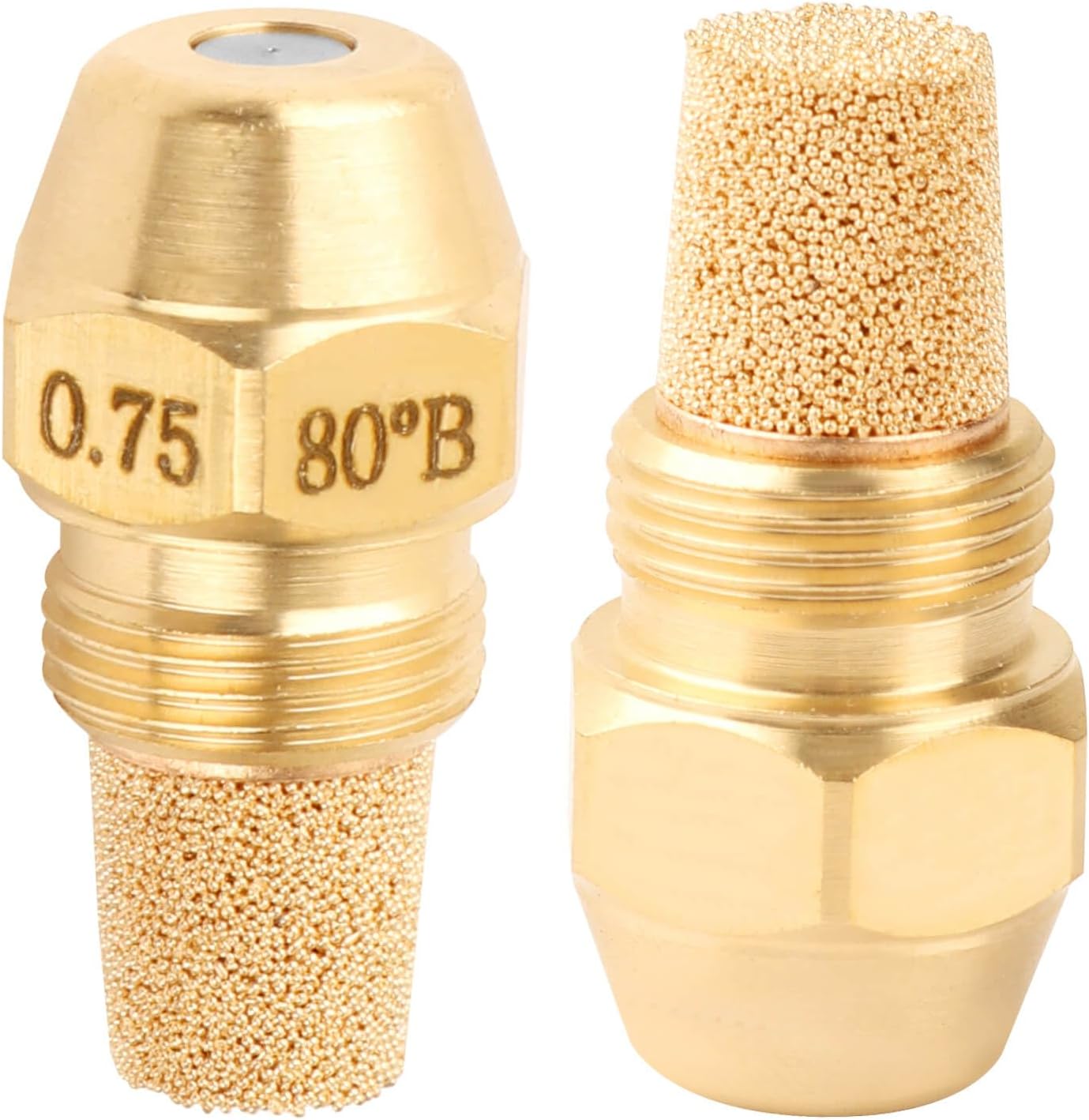 Solid Oil Burner Nozzle 0.75-80 B for Oil Furnace and Beckett Burner Parts | 2 Pcs,80 Degree Spray Angle, Brass