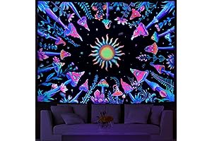 Tapestry - Blacklight Mushroom Tapestry UV Reactive