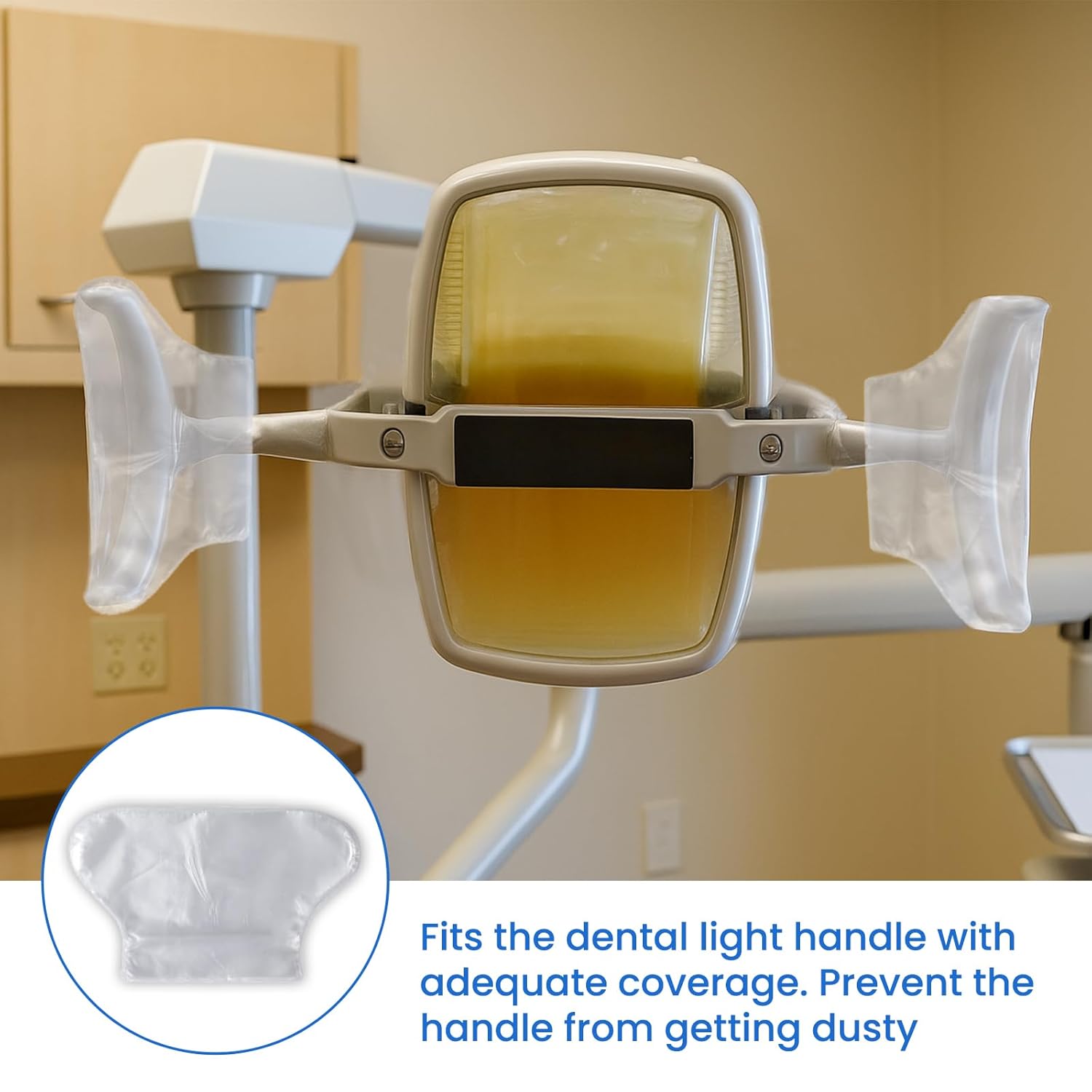 Dental Light Handle Clear Cover Sleeve, 500 Pcs U-Shaped Clear Plastic Protectors Fits Most T-Light Handles, Disposable Barrier for Dental Clinic, 3-2/5"x 6"