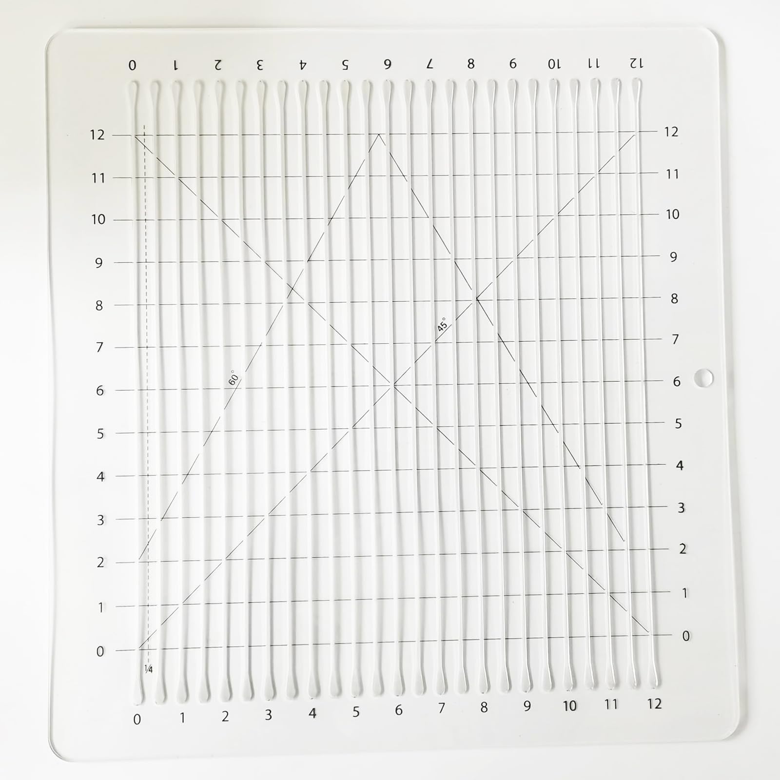 Righello sagomato per trapuntatura – 30,5 x 30,5 cm, righello scanalato per taglio preciso del tessuto, con 1 confezione di anelli adesivi antiscivolo