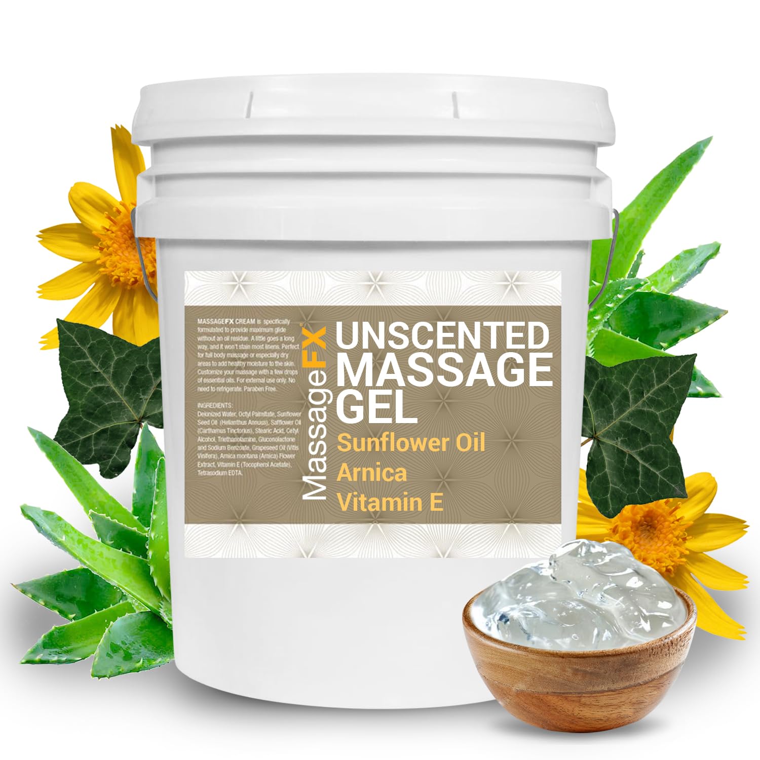 Massage Gel by Massage FX - 100% Pure Jojoba & Sunflower Seed Oil - Herbal Ex...