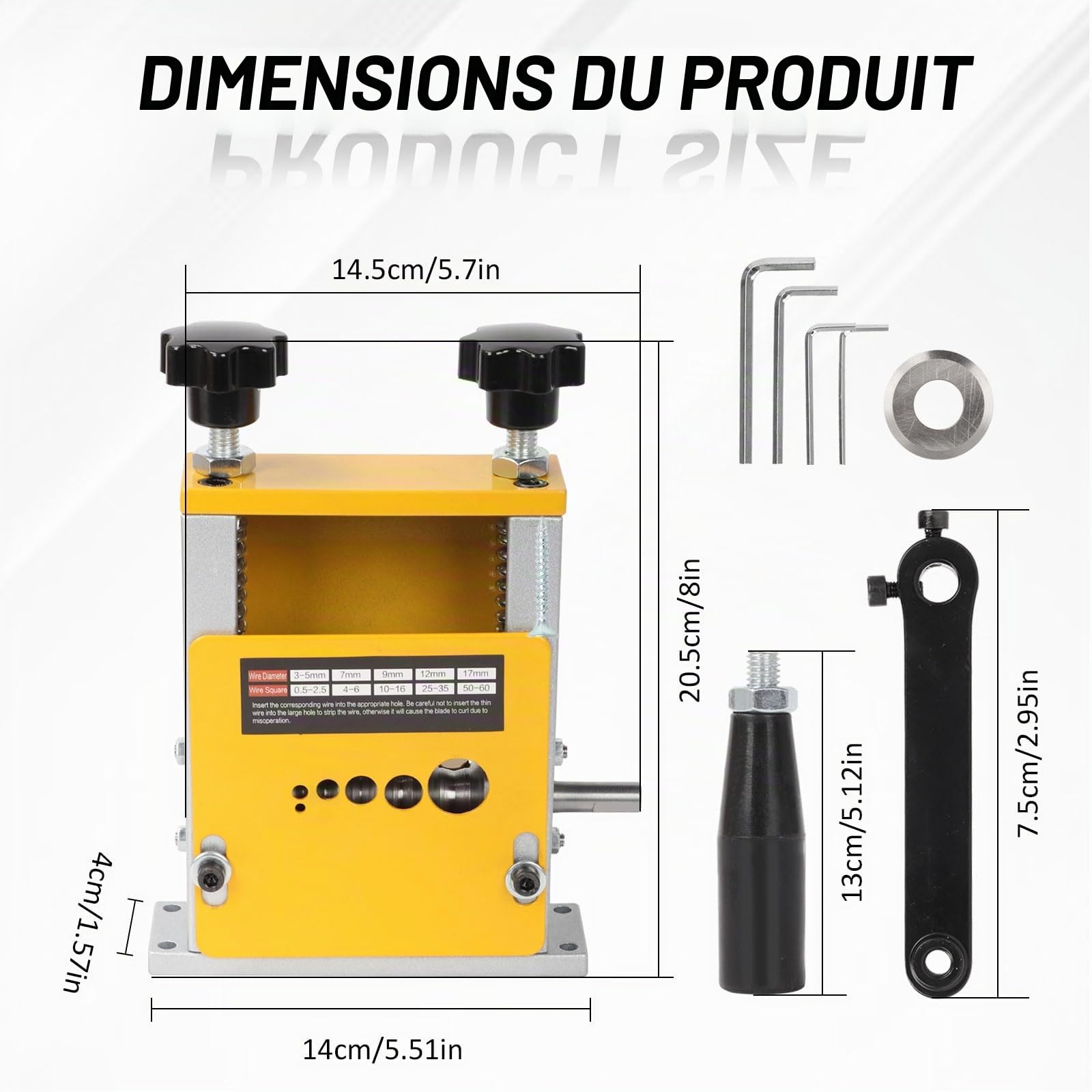 Qivine Denudeuse de Cable Electrique, Machine a Denuder le Cuivre 6 Trous 6 Canaux 3-17 mm, Denudeur Cable Electrique avec Manivelle ou Perceuse