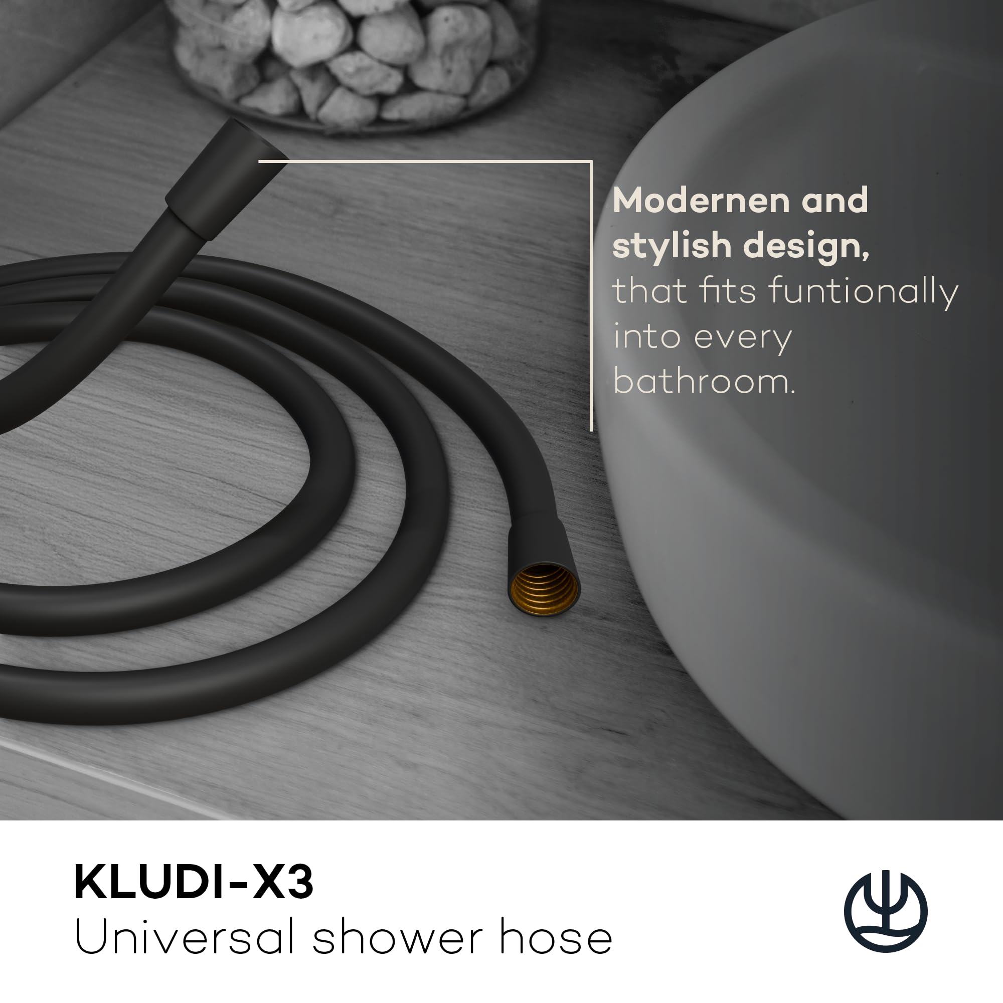 KLUDI -X3 uniwersalny wąż prysznicowy 1,25 m z łatwego w czyszczeniu tworzywa sztucznego, elastyczny wąż prysznicowy z podwójną ochroną przed przekręceniem, odporny na zginanie, standardowe przyłącze