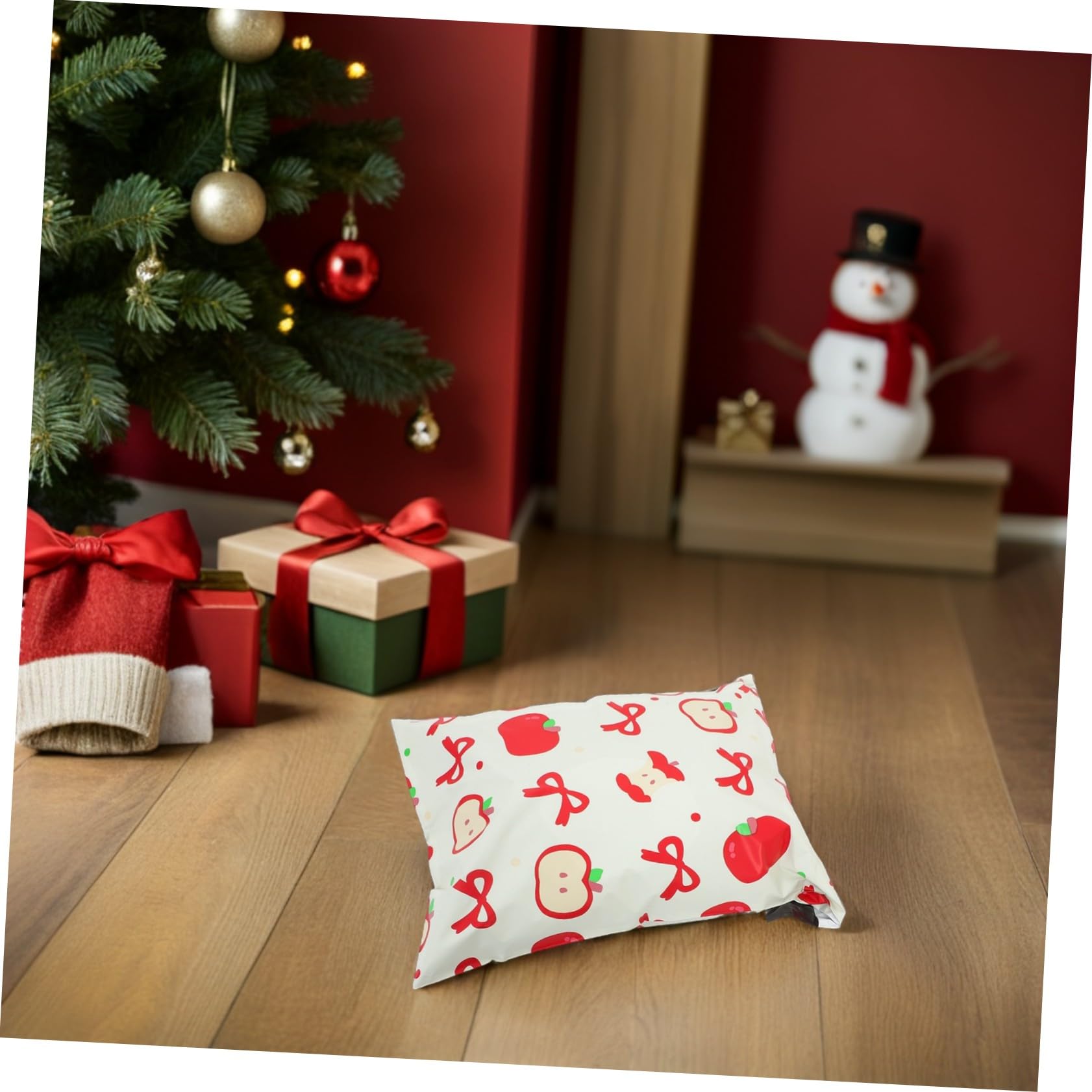 SOLUSTRE 100 Stück Versandtaschen Selbstklebend Weihnachts-design Verpackungstaschen mit Cartoon Apfelmotiv für Kleidungspakete und Geschenke