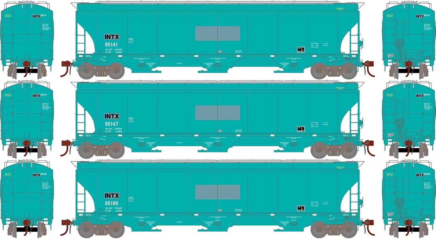 Athearn HO Trinity 3-Bay Hoppers INTX # 2 3 ATHG97154 HO Rolling Stock