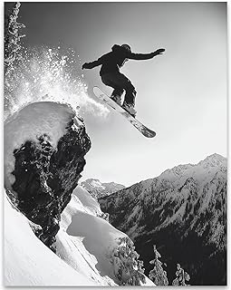 Epic Air - Freestyle Snowboard Jump 11x14 Unframed Print, Extreme Sports Poster, Black and White Snowboard Poster, Winter Sports Decor, Mountain Adventure Art, Ski Resort Decor, Outdoors Sports Art