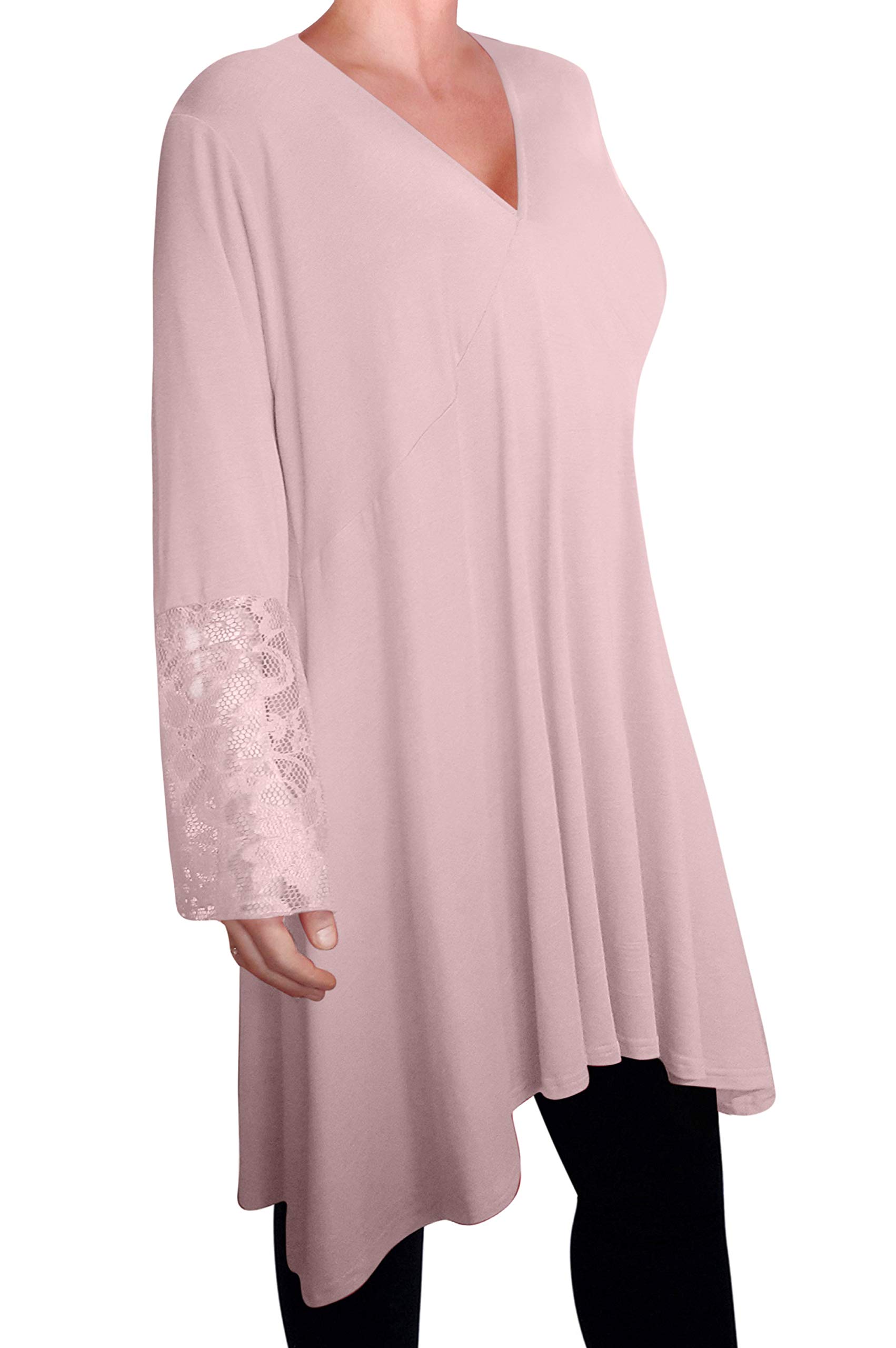 Eye Catch Women's Cream Loose Long Dress Tunic Lace Tops Shirt Plus Size Size 22-24
