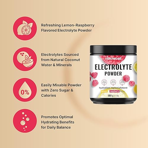 Miniatura 3 de Naturebell Electrolitos en polvo sin azúcar, 17.64 oz (76 porciones)  Fórmula de hidratación rápida Keto  1,000 mg de potasio + minerales traza y