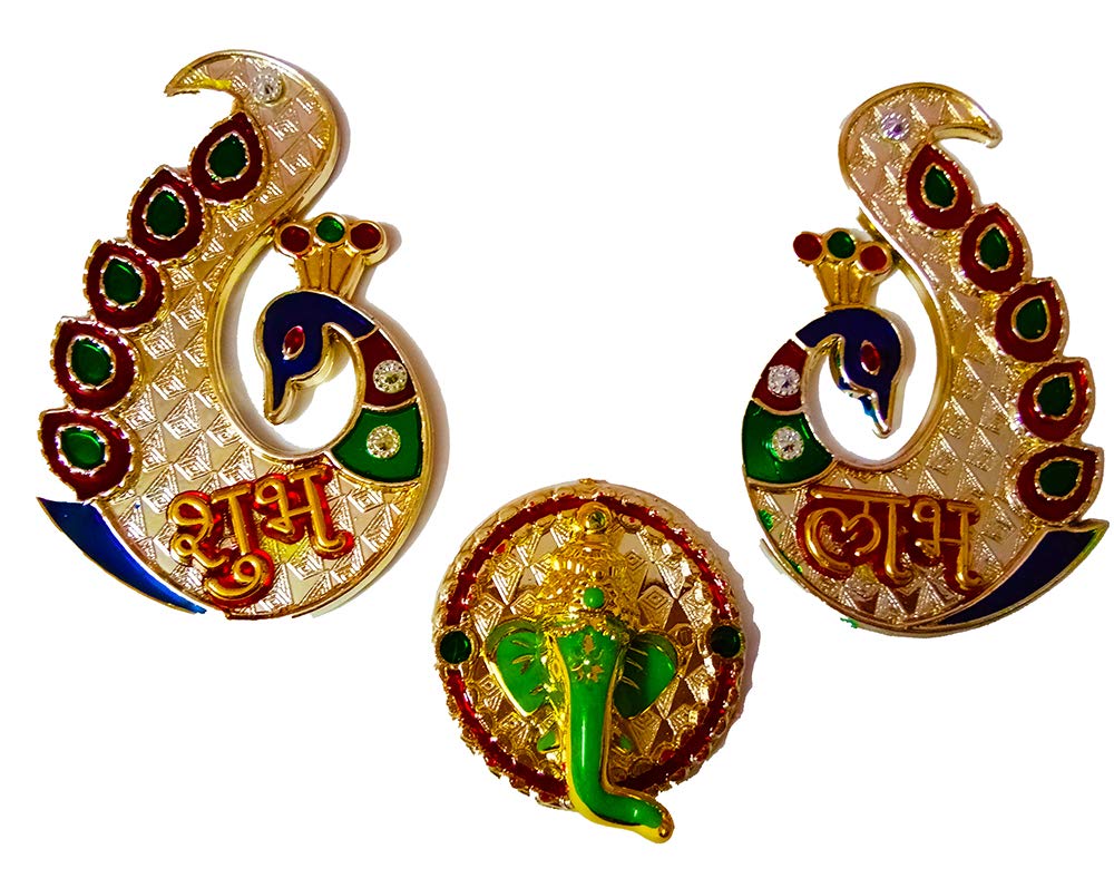 Avanti Creation Multicolour Metal Peacock Shubh Labh Ganesh Sticker for Wall Door Decoration for Diwali (B07Y298J58) Amazon Price History, Amazon Price Tracker