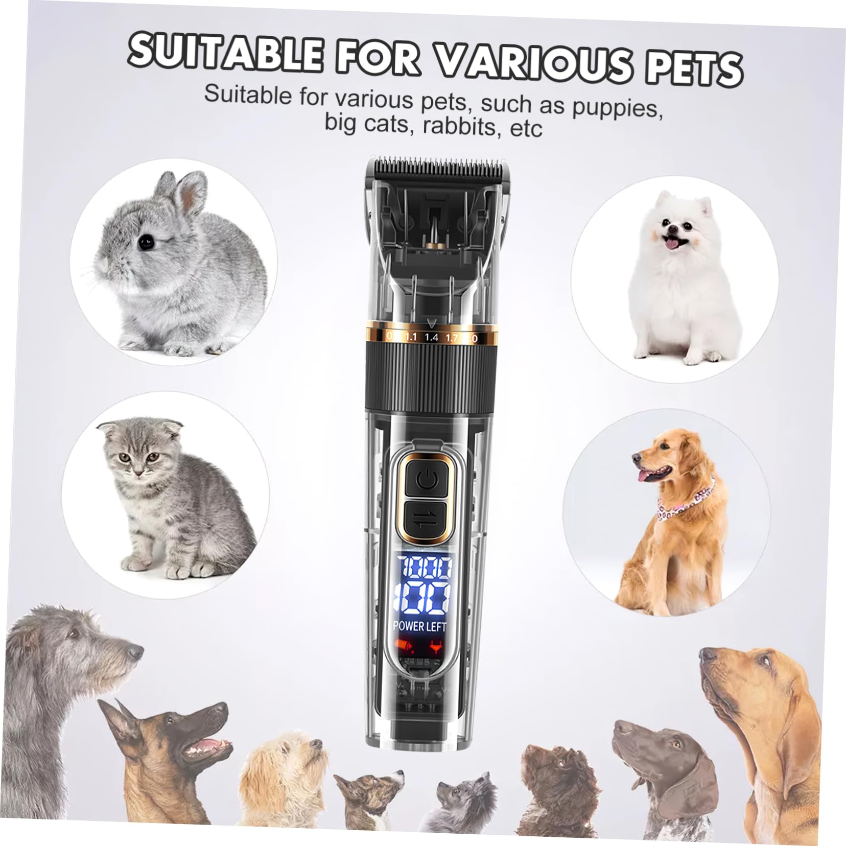 COLLBATH Kit Tosatrice Per Cani E Gatti 11 Pezzi Silenzioso Lavabile Ricaricabile Con Indicatore Di Batteria A Led
