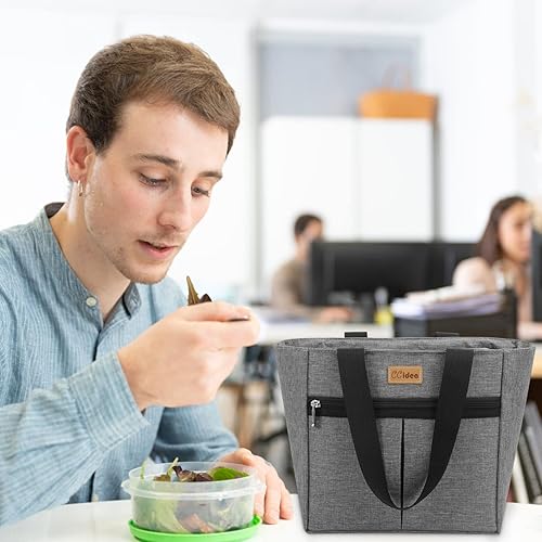 Miniatura 19 de Ccidea - Lonchera sencilla impermeable, aislada, bolsa grande para llevar comida Negro-a,Gris,Gris (Grey-A),https:/ www.Yaxa/dp/undefined