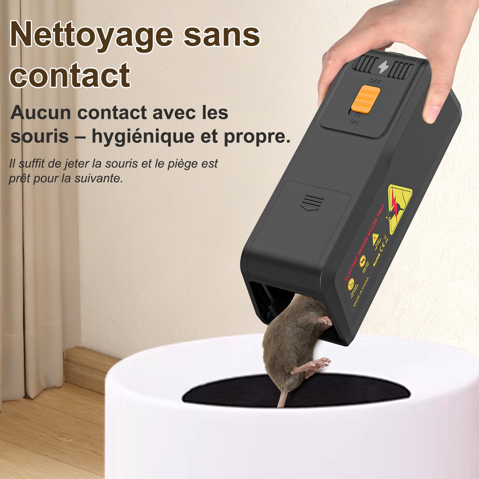 Piege a Rat Electrique Forte 2800V Tension Piege a Rat Réutilisable Piège à Souris électrique pour Maison,Tueurs Domestiques sans Contact