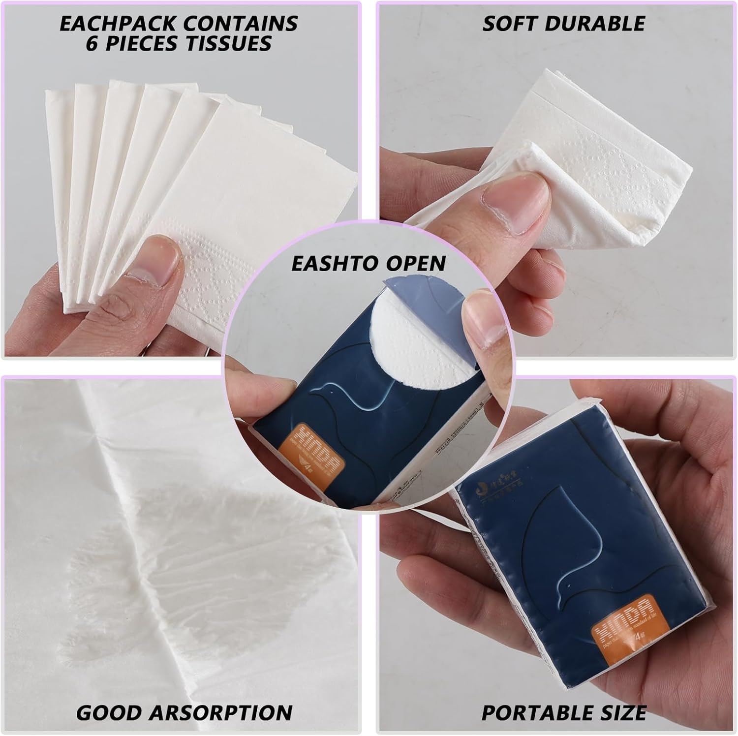 Sadstory 480 Packs Pocket Tissues, 4-Ply Tissues Pack Travel Size, Mini Soft Facial Tissues