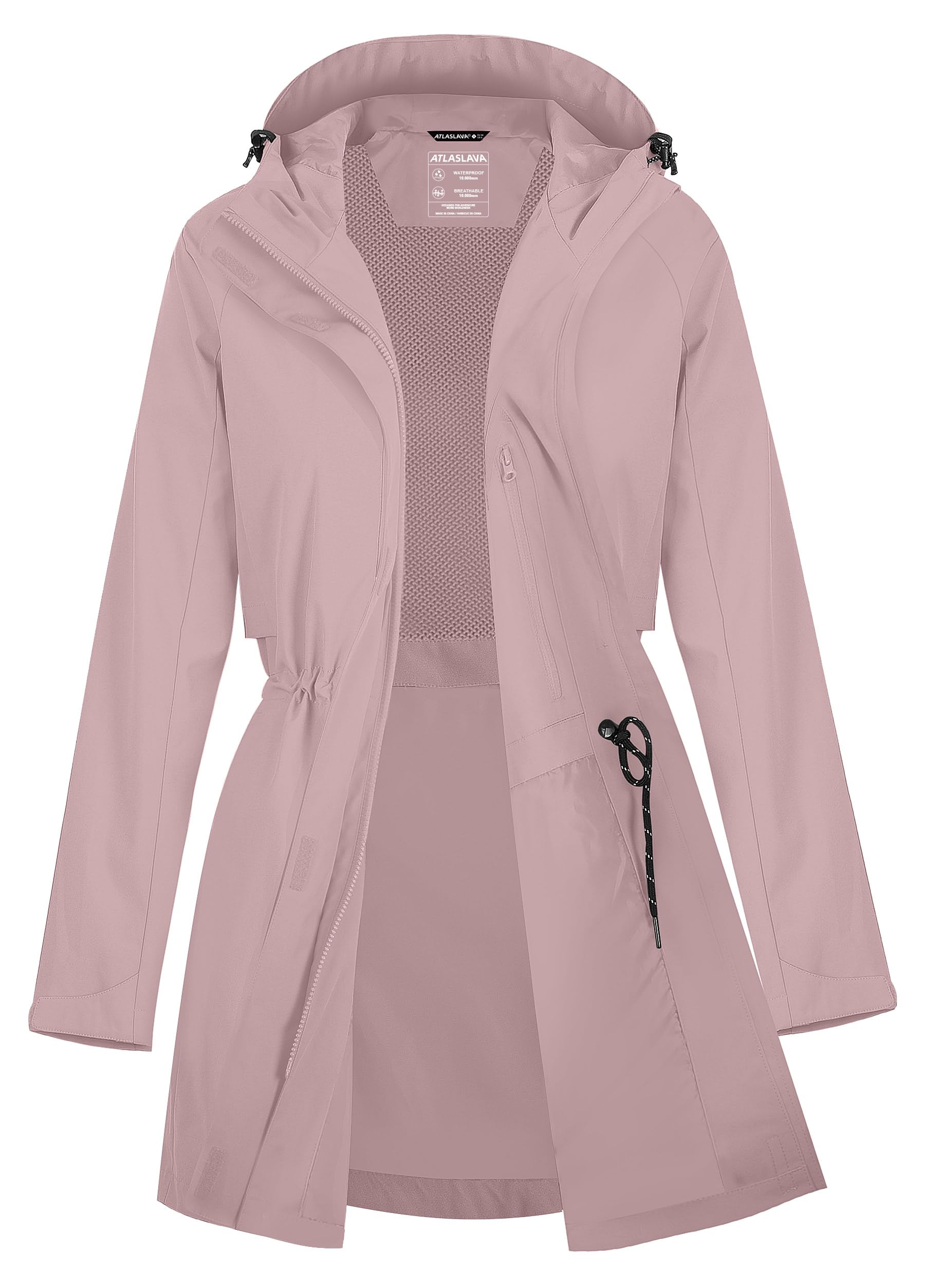 Zdoynto Regenjacke Damen Lang Softshelljacke Regenmantel Frauen Wasserdicht Jacke Trenchcoat Windbreaker Leichte Übergangsjacke Mantel S-3XL
