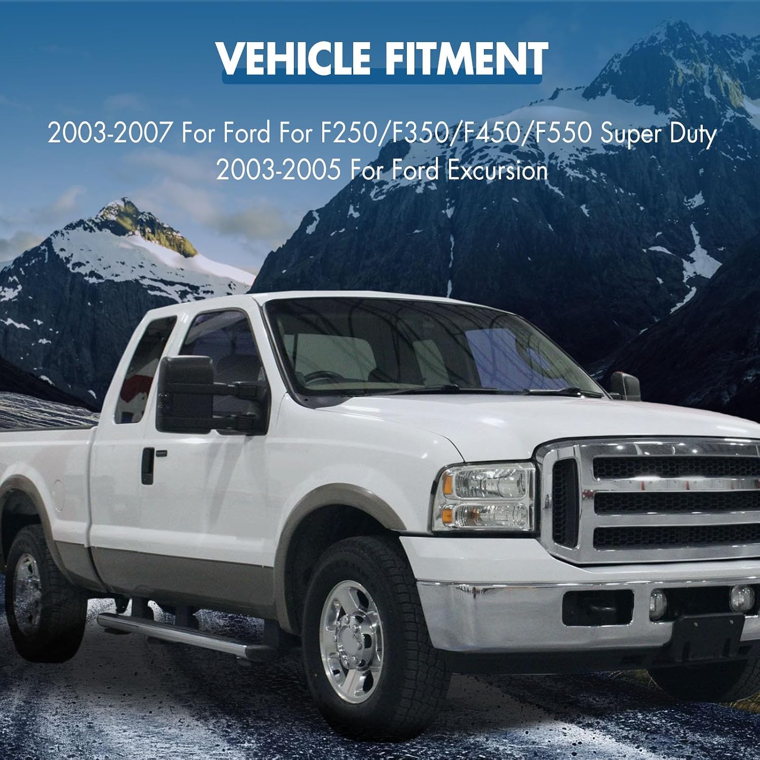 Tow Mirrors Fit for 2003-2007 for Ford for F250/for F350/for F450/for F550 Super Duty 2003 2004 2005 for Ford for Excursion Towing Mirrors with Left Right Power Heated Turn Signal Light