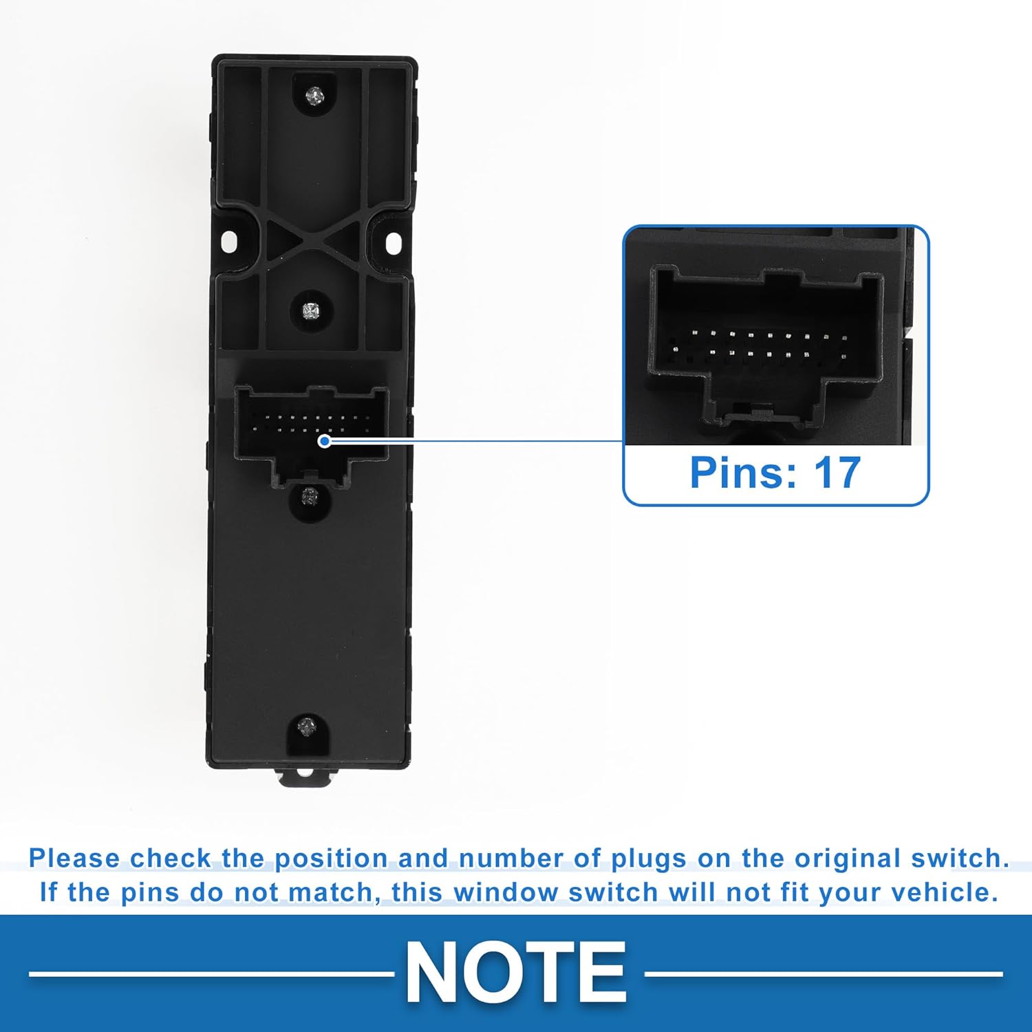 Power Window Switch No.GB5Z14529AA Front Left Driver Side Window Control Switch for Ford Explorer 2016-2019 Black