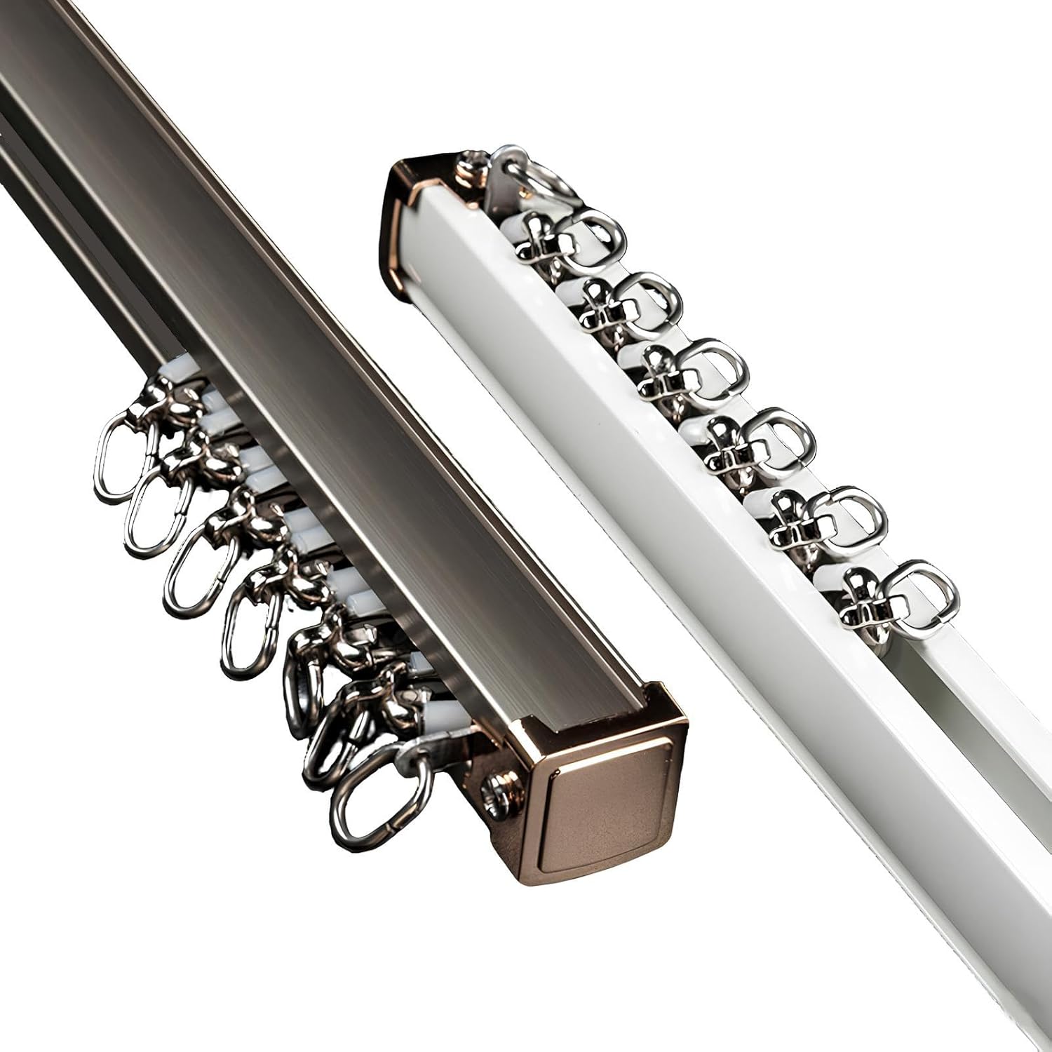 Heavy Duty Aluminum Curtain Track - Wall/Ceiling Mount, Quiet Sliding Rail for Room Divider & Window Curtains, 500cm (5m), Champagne Finish