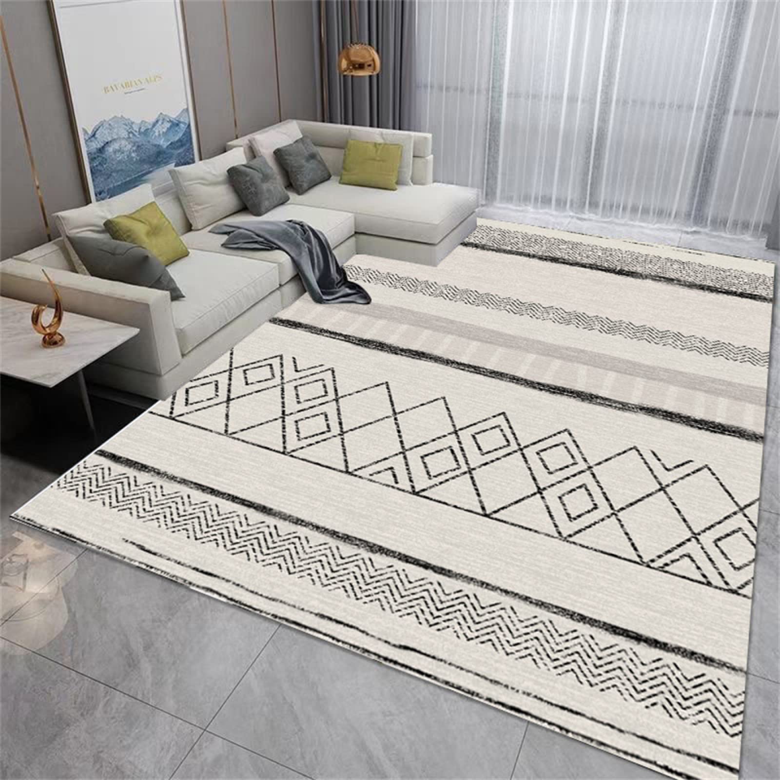 Deco chambre bébé grand tapis antidérapant gris 160x230cm lavable