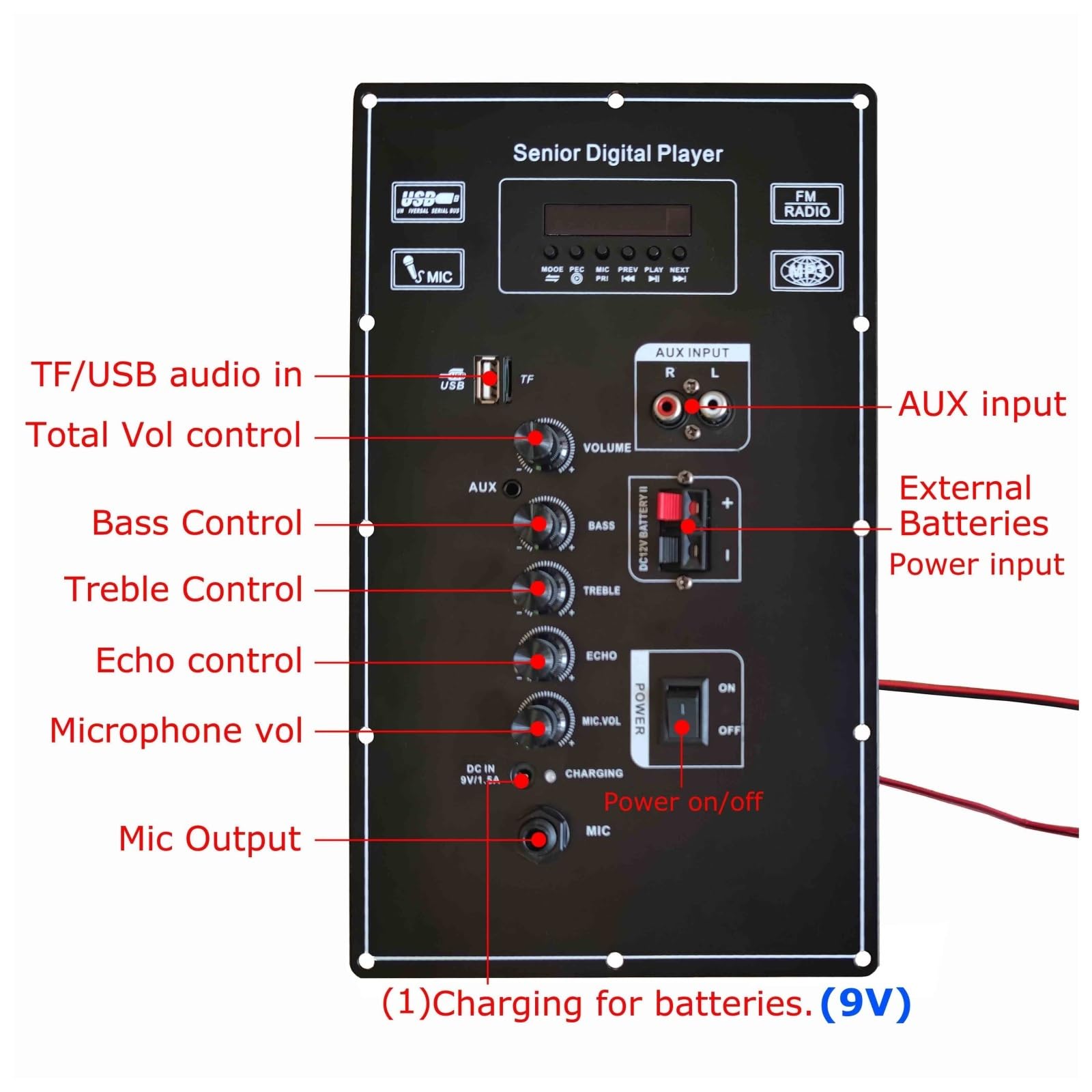 9V Cyfrowy Bluetooth Stereo Wzmacniacz Płytowy Podwójne Mikrofony Wzmacniacze 80 W Kompaktowy i inteligentny