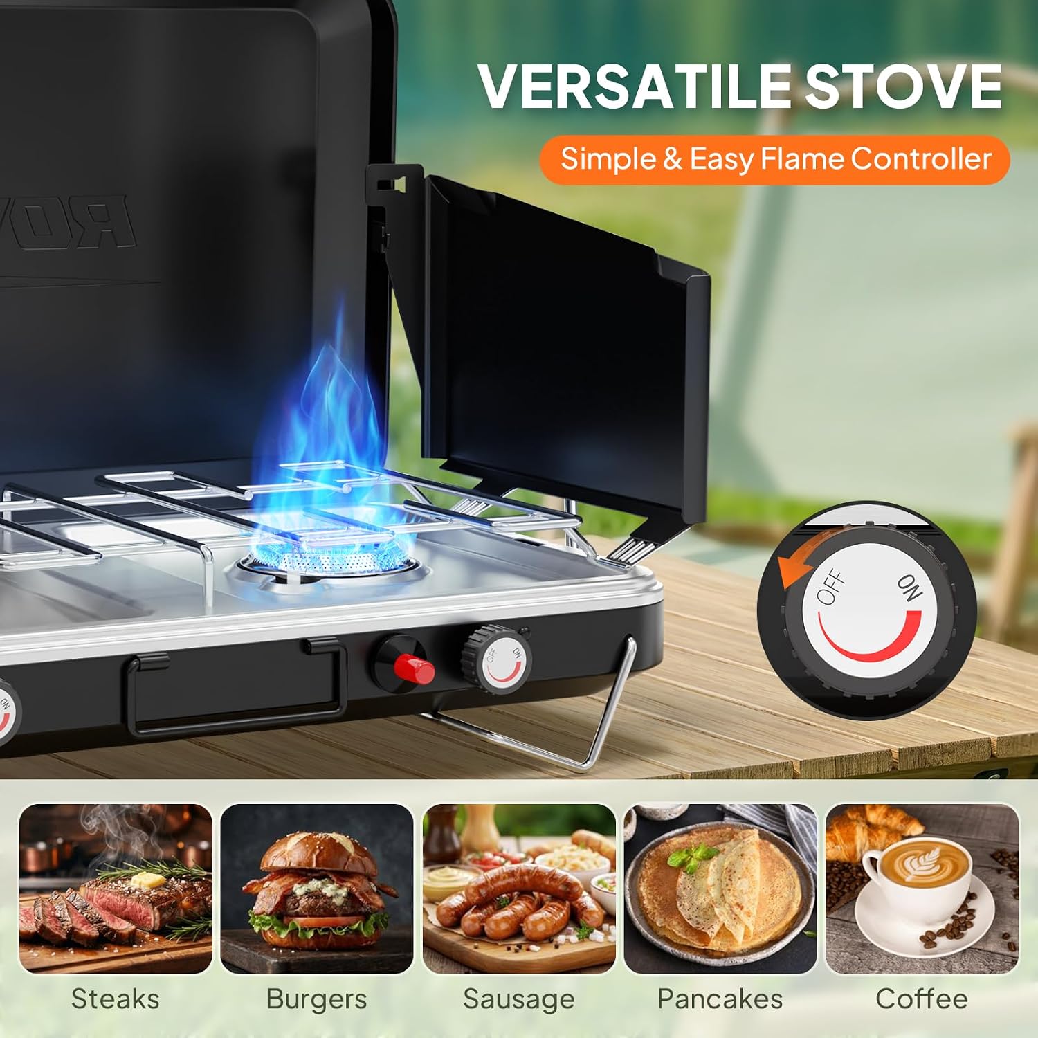 ROVSUN 2-in-1 Portable Camping Stove with Grill