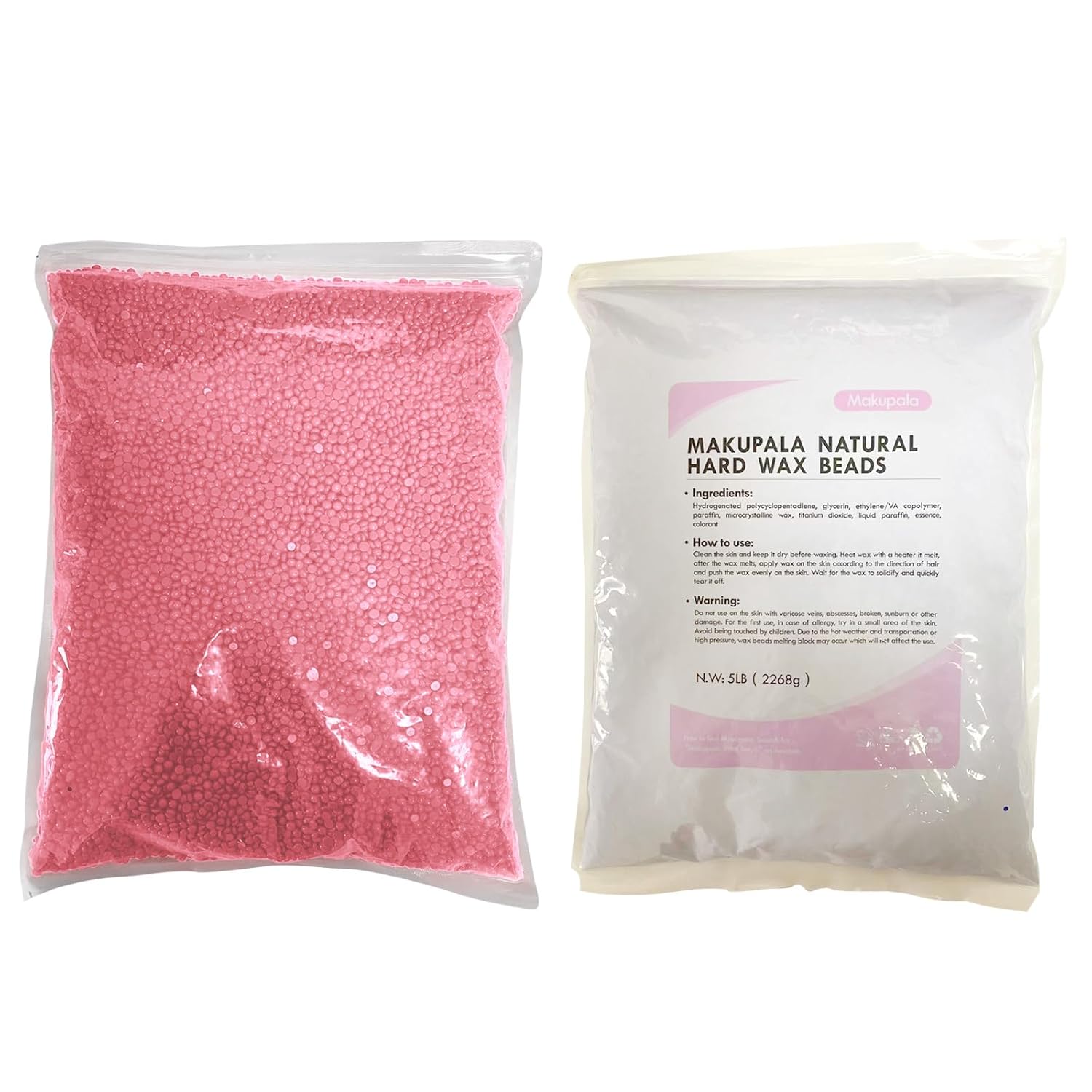 5lb Wax Beads for Hair Removal, 80 oz Bulk Big Bag of Pink Hypoallergenic Wax Bean Refill for Commercial Salon & At-Home Use, Full Body (Brazilian, Bikini, Face, Underarm, Legs) Coarse & Fine Hair