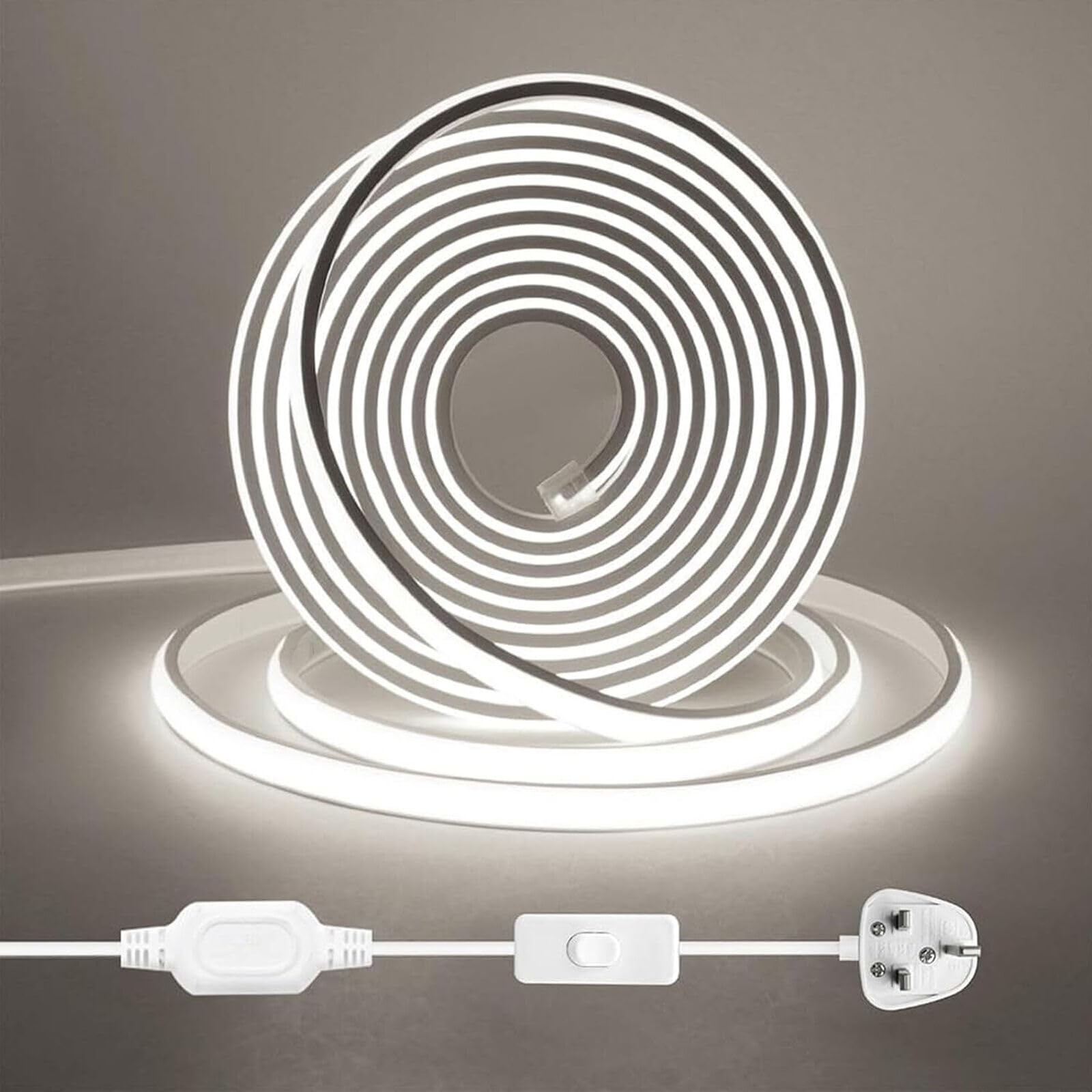 KISUFU 220V COB LED Strips,Waterproof LED Strip Lights with 288LEDs/m,high Density Silicone LED Fairy Light, IP65 LED Strip for Kitchen, Bathroom,Camping Decorative Lighting. (0.5m, White)