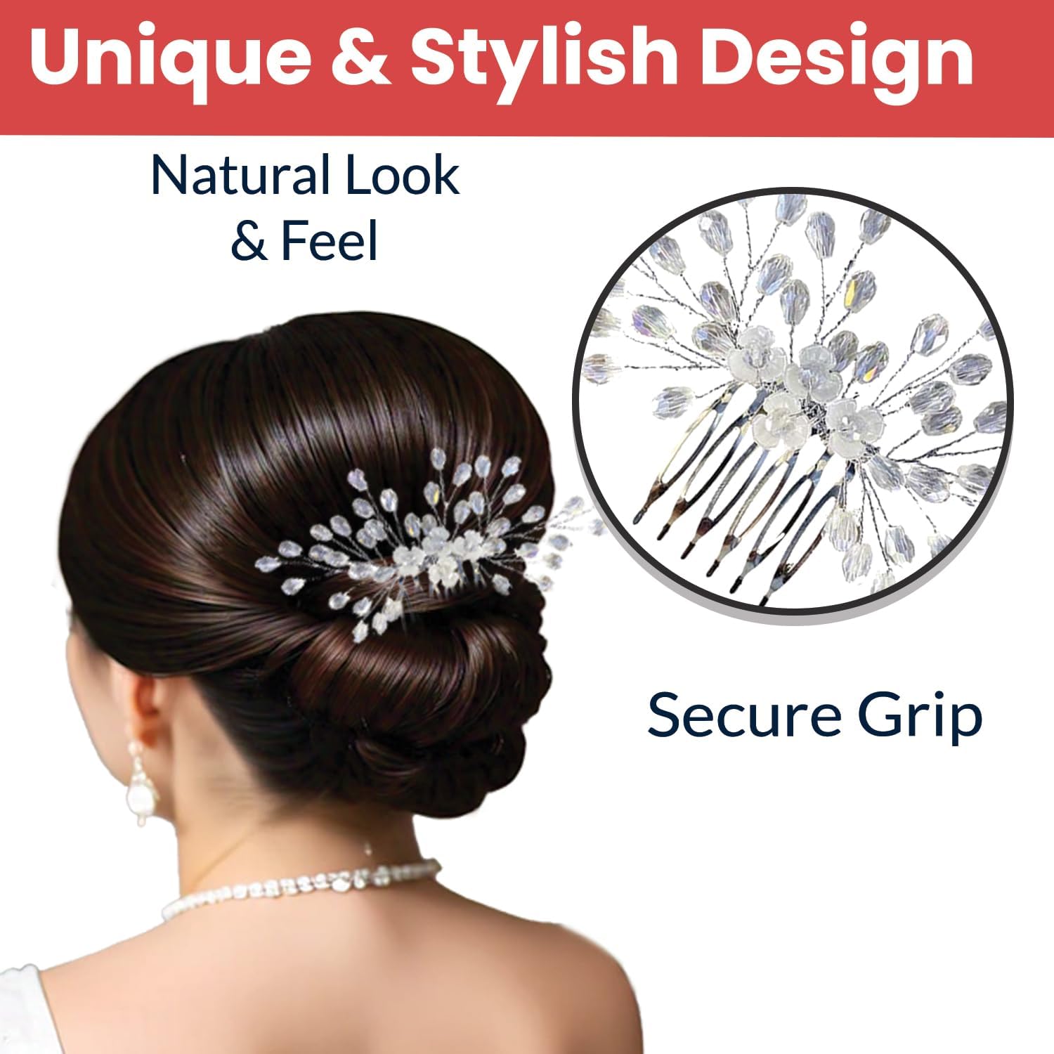 STAR SAI COLLECTION- Stylish Bridal Hair Accessories for Women & Girls – Artificial Flowers & Crystal Pearl Bun Juda Brooch, Pins & Clips for Wedding Hairstyle Decoration