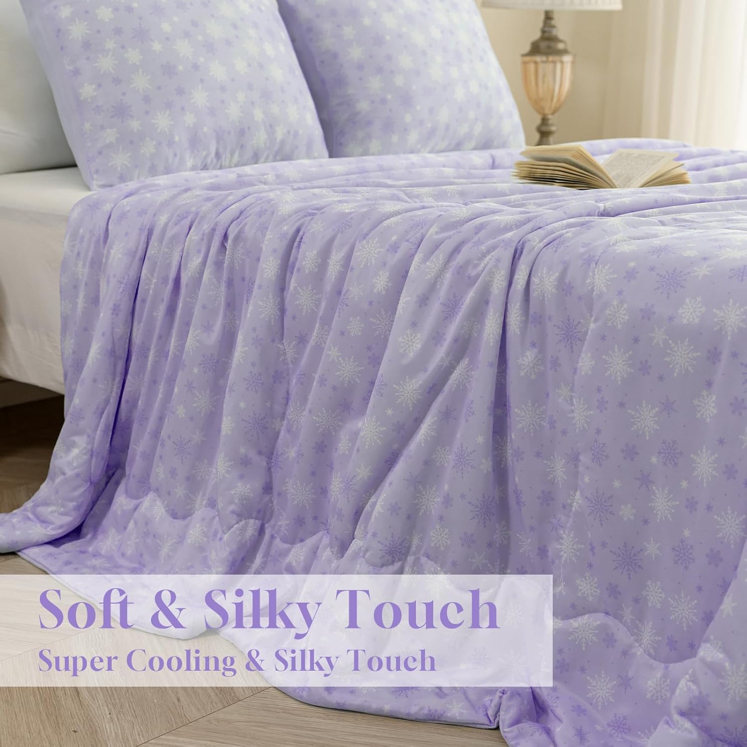 OIGAE Cooling Comforter, Japanese Q-Max 0.45 Double Sided Cooling Blankets for Hot Sleepers & Night Sweats, Lightweight Breathable Summer Blanket for Bed, Travel, Camping, Purple, Twin 60" x 80" - Image 5