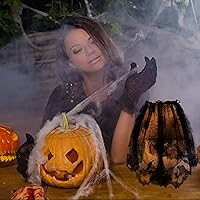 Vista 7 de Boao 2 cortinas de telaraña de Halloween, cubierta de encaje para ventana, puerta, chimenea, cubierta de bufanda con 2 cintas para decoración