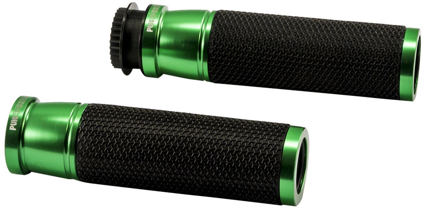 Puig 6326V Grips with anodized aluminum insert and non-slip rubber that improve grip, control and riding comfort, Green