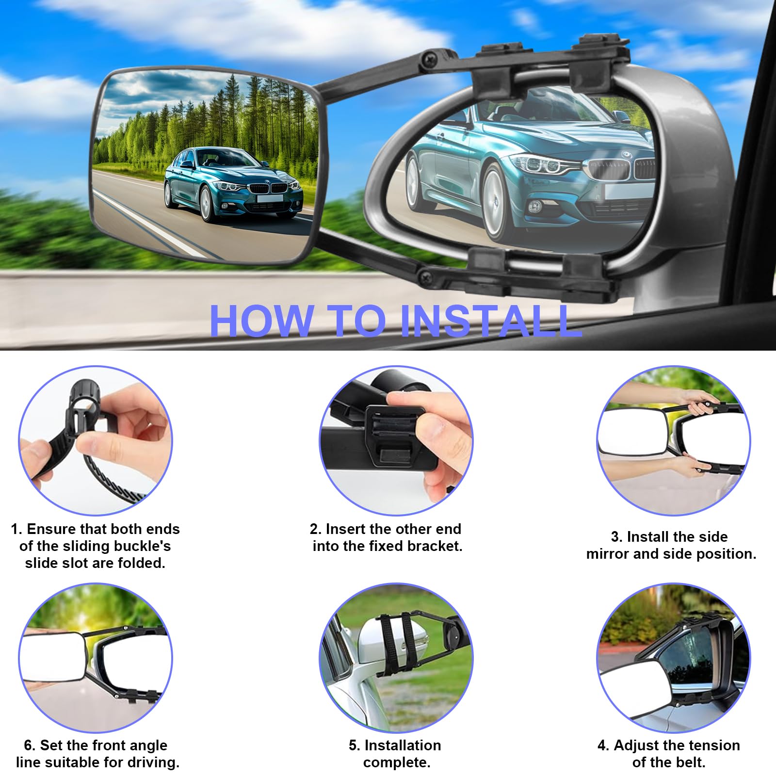 Wohnwagenspiegel Universal, Spiegelverbreiterung Wohnwagen, Caravanspiegel, Außenspiegel Wohnwagen, Spiegelverlängerung Wohnwagen, Zusatzspiegel Auto Außen für alle gängigen Fahrzeugtypen (2 Stück)