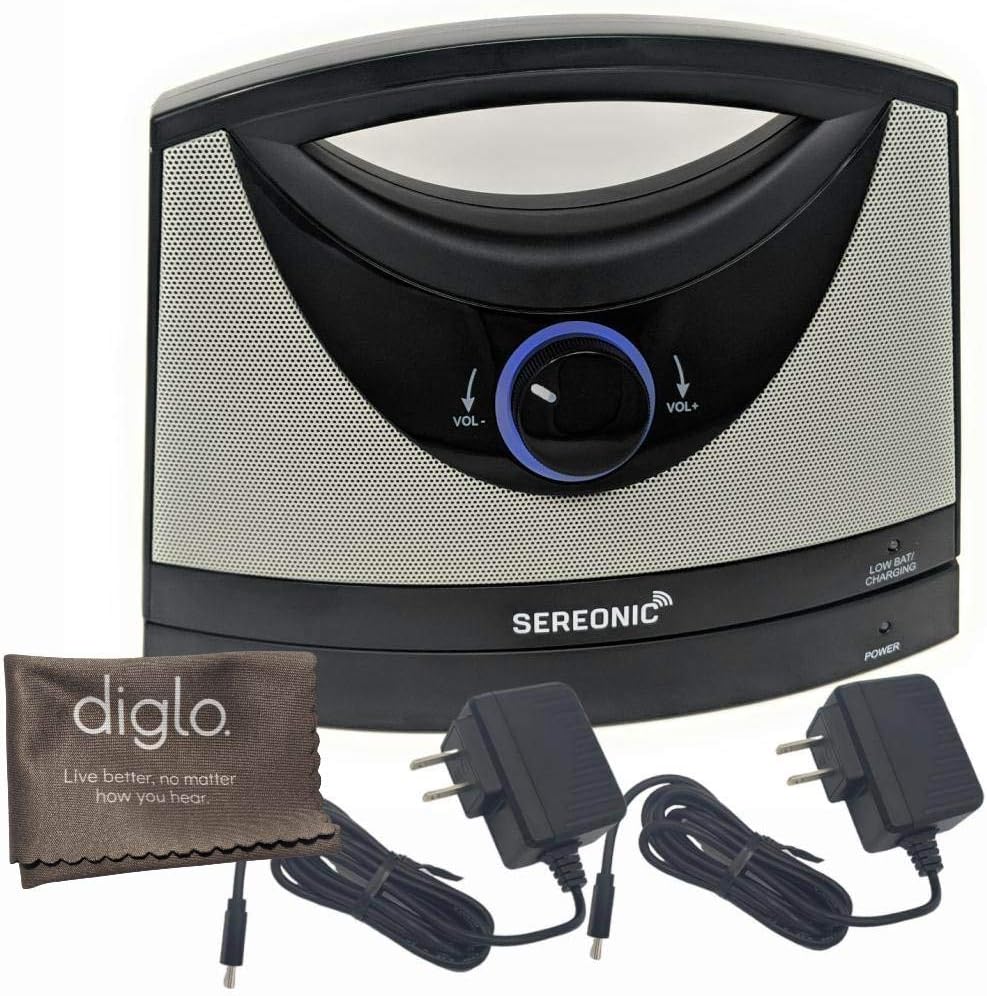 Get Special Price Sereonic Wireless TV Listening Speaker | TV-SB Portable Soundbox | Optical & Analog Connectivity | Extra Power Adapter | Diglo Microfiber Cloth
