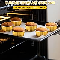 Vista 4 de Tessco for you 100 moldes desechables con tapas, 8 onzas, Ramekin Creme Brulee Ramekin, papel de aluminio, para cupcakes, para hornear, San Amarillo