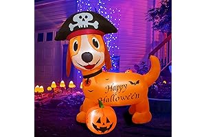 4FT Halloween Inflatable Dachshund, Halloween Blow-Up Dog with Pumpkin