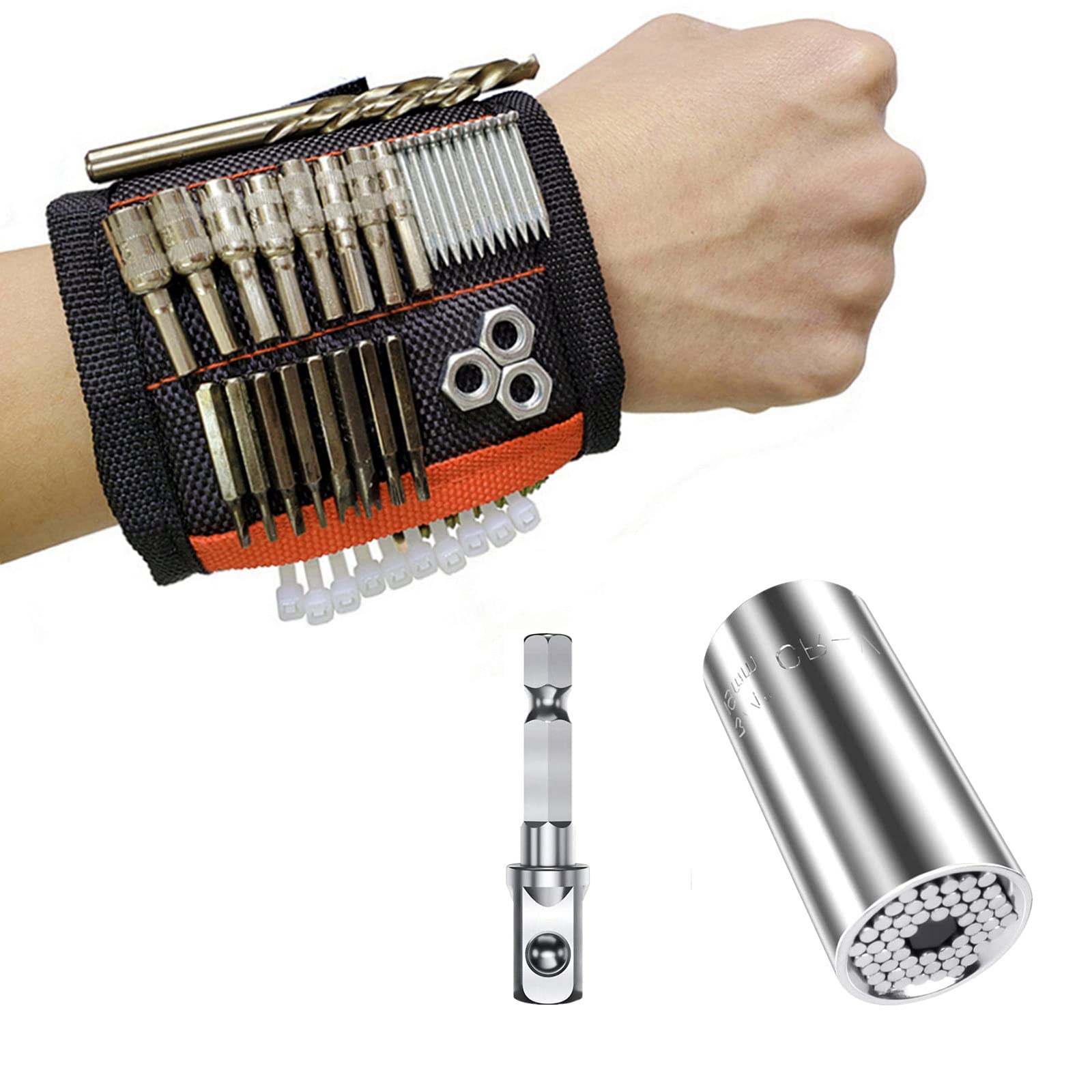 Fathers Day Gifts for Men,Mens Gifts Magnetic Wristbands & 7-19mm Universal Socket,Tools Gadgets Gifts for Men Who Have Everything,Birthday Gifts for Him,Men,Dad,Fathers Day Gifts from Daughter Son