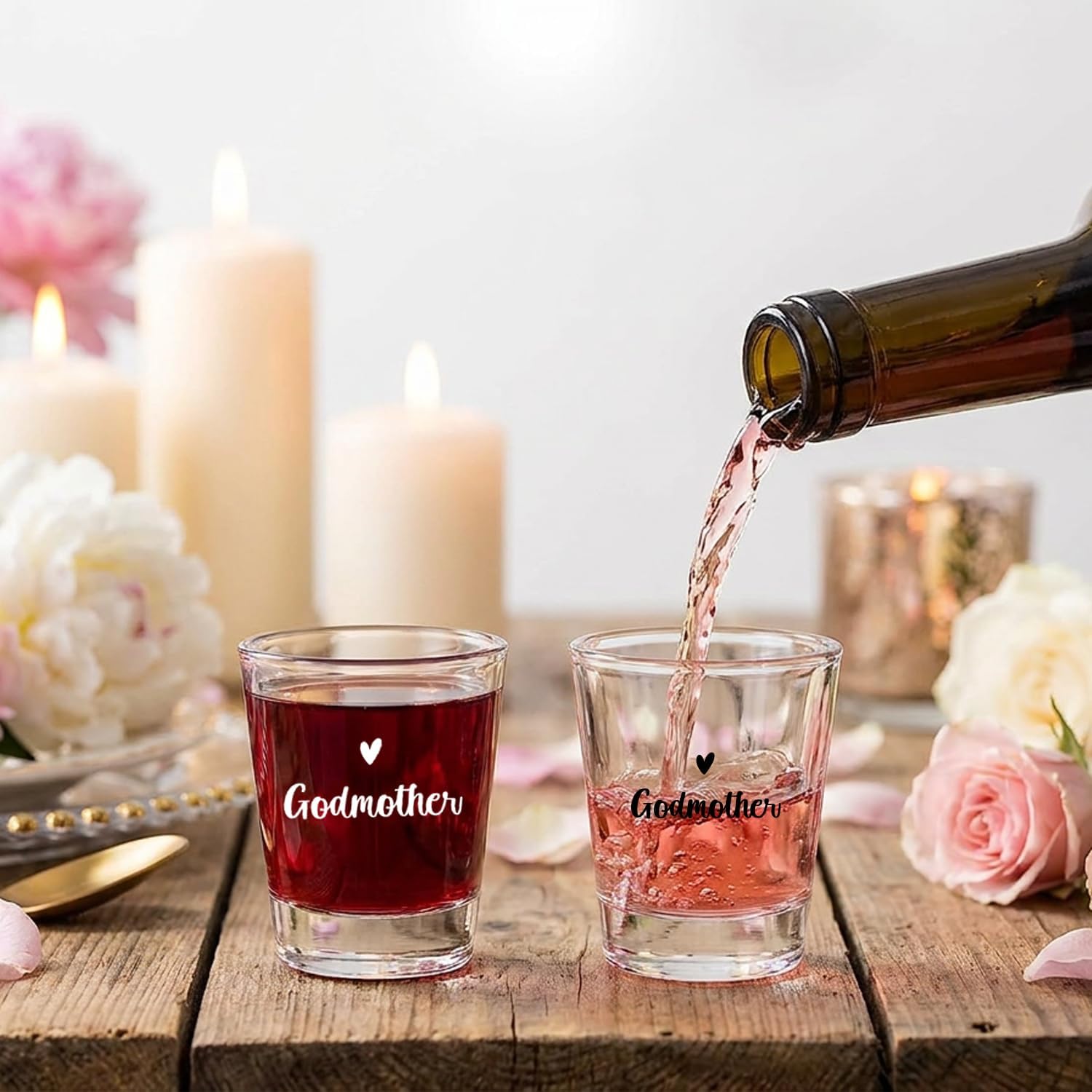 Godfather Godmother Gift Set of 2 Shot Glasses - 2oz Funny Proposal Present for Future Godparents, Baptism Christmas Father's Day Birthday Gift for Grandparents 2026 Pregnancy Announcement