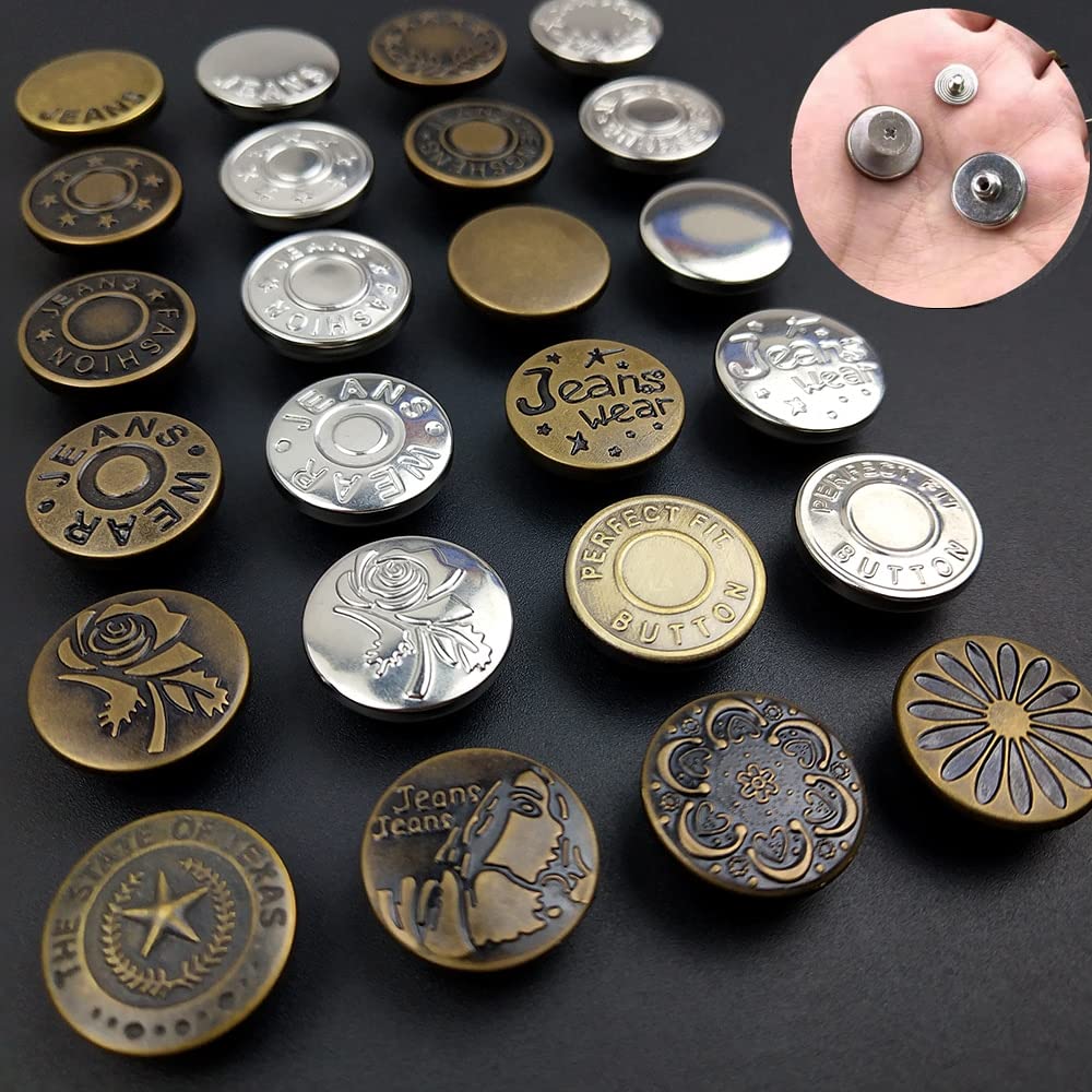 Boutons à vis torsadés 17mm, couture en métal, manteau en Denim DIY