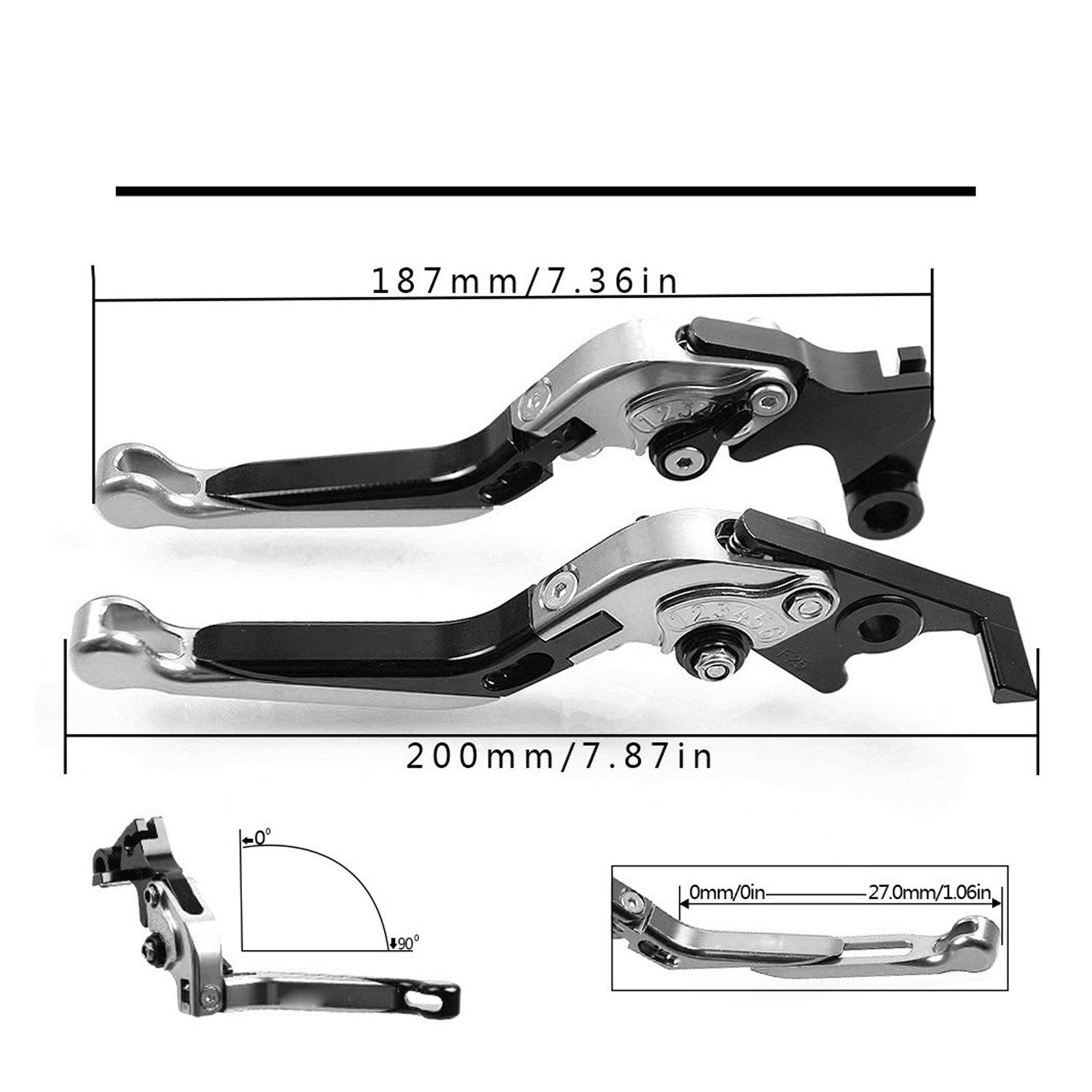 Leviers d'embrayage pour Y&amaha YBR125 YBR 125 2005-2014 2013 2012 2011 2010 Moto Réglable Extensible Leviers d'embrayage De Frein Poignées De Guidon Moto Frein Embrayage (Color : C)