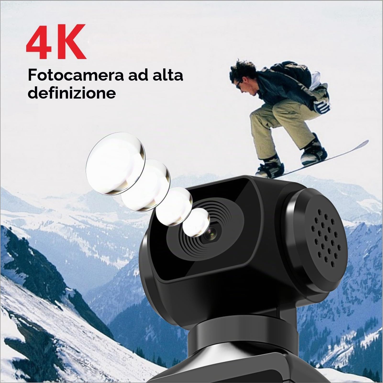 Fotocamera Tascabile 4K HD, Action Camera Impermeabile con Schermo LCD HD da 1,3 Pollici per le Riprese di Vlog di Viaggio, WIFI Integrato
