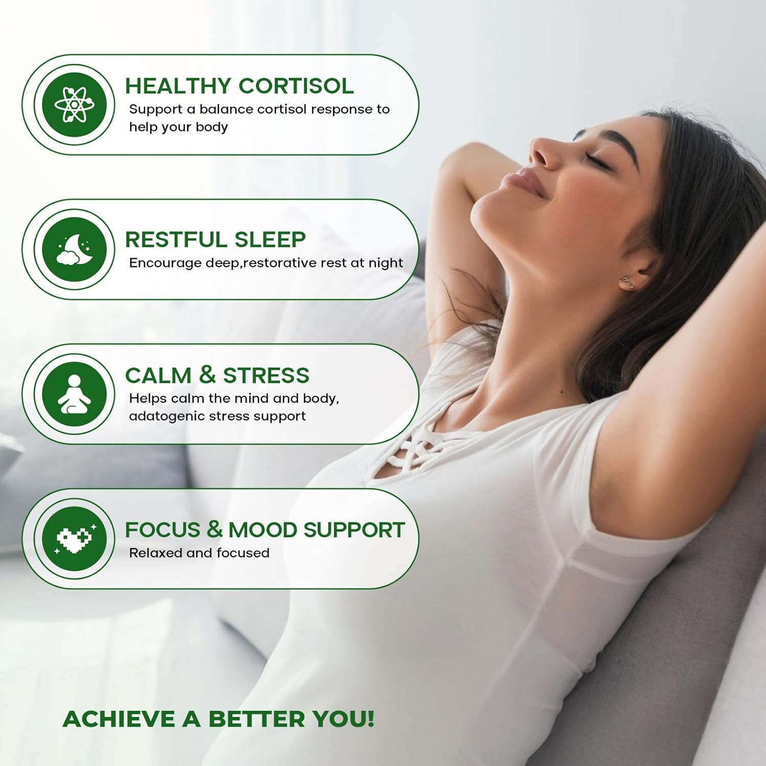 Cortisol Supplement Liquid Drops, With Ashwagandha,Rhodiola Rosea,L-Theanine,Phosphatidylserine, Cortisol Reducer,Detox,Manager, Lower Cortisol for Women . Sleep Support & Stress Relief | Mood & Focus - Image 2