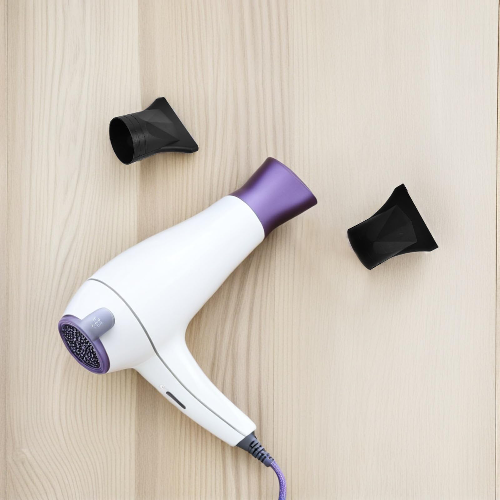 NOLITOY Beccuccio Phon in Plastico Nero 3 Pezzi, Resistente ad Alte Temperature, Accessorio per Asciugacapelli per Casa e Salone